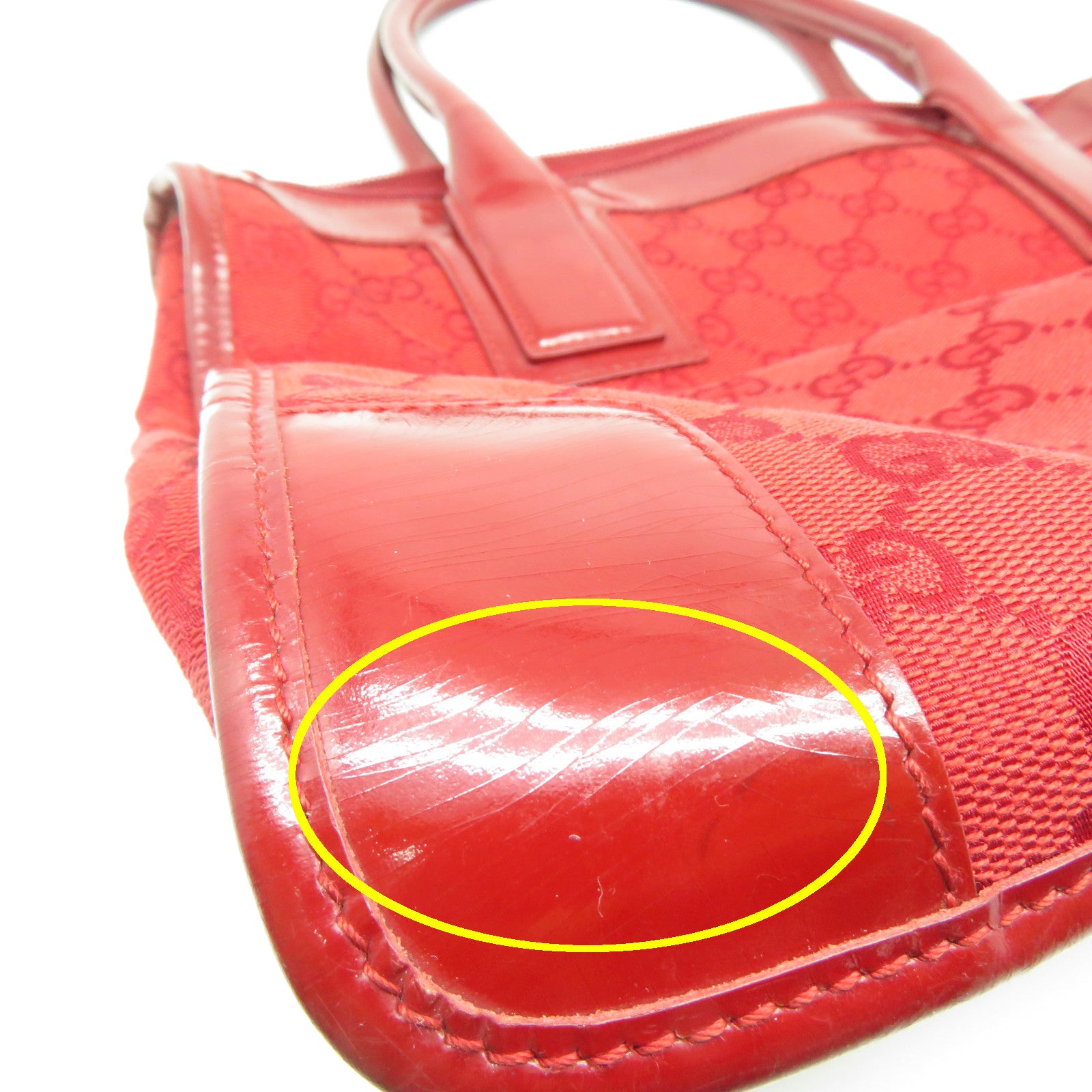 GUCCI 帆布Hand Bag銀扣手挽袋紅色