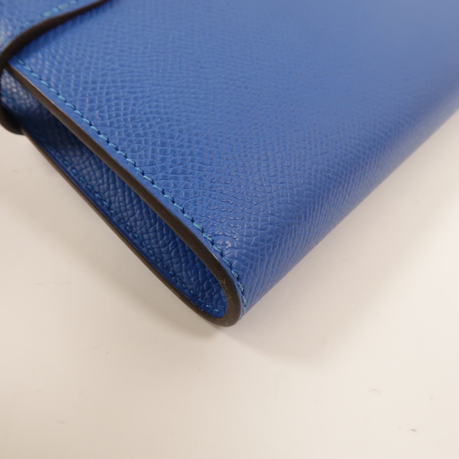 HERMES Epsom皮革Kelly Wallet長錢包Bleu Izmir