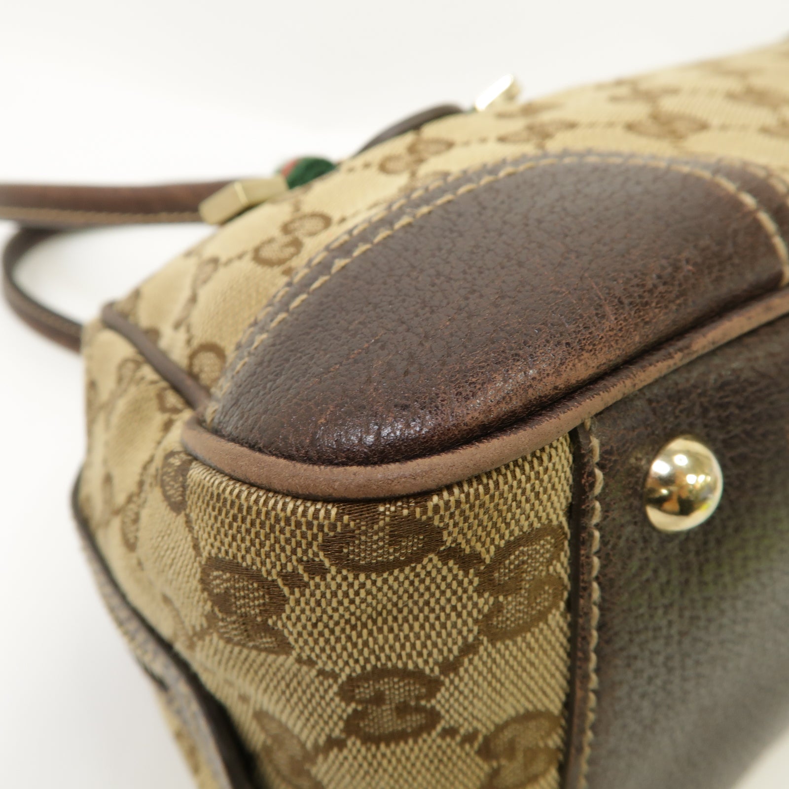 GUCCI 帆布Shoulder Bag金扣肩背袋啡色