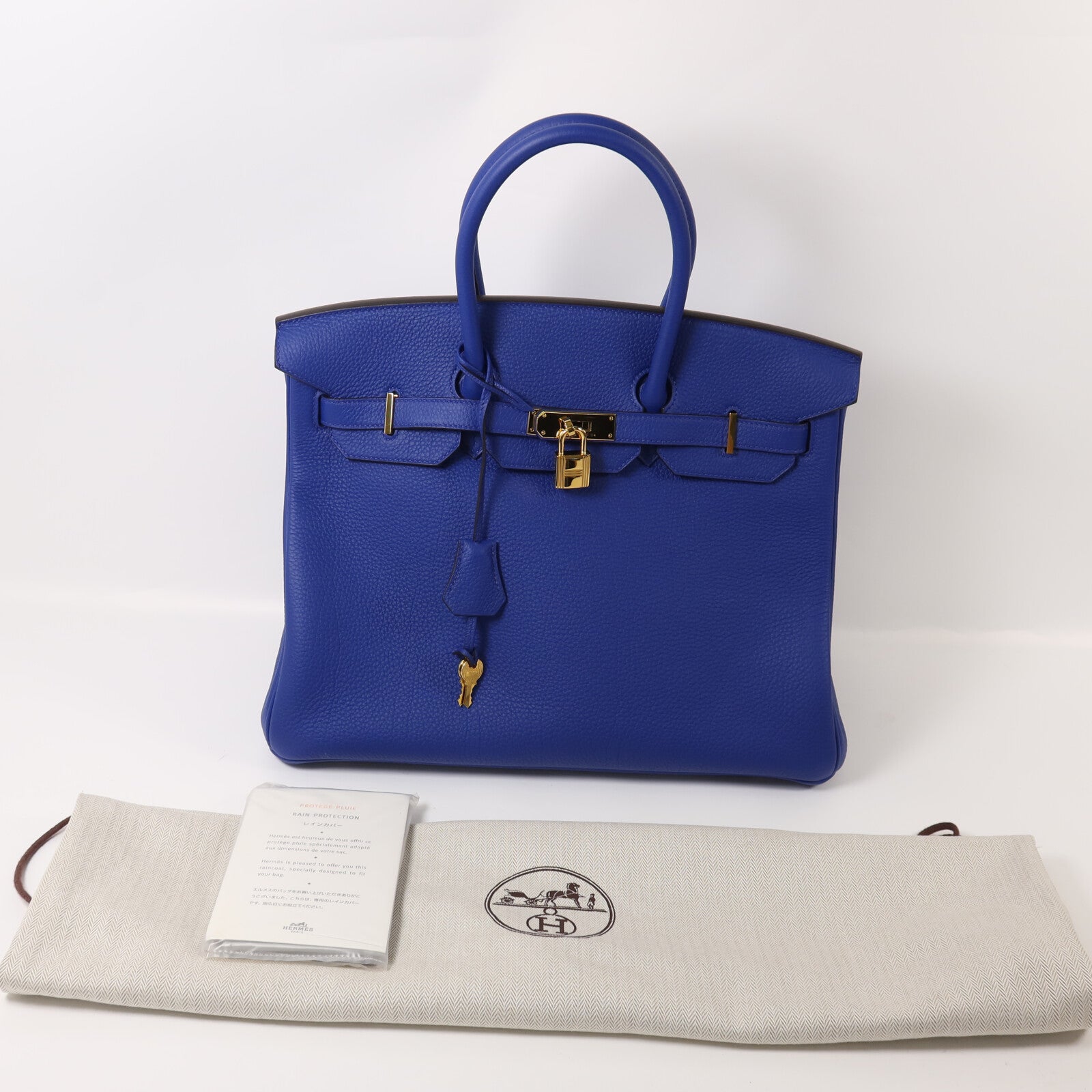 HERMES Togo皮革Birkin 35手挽袋Bleu Electric