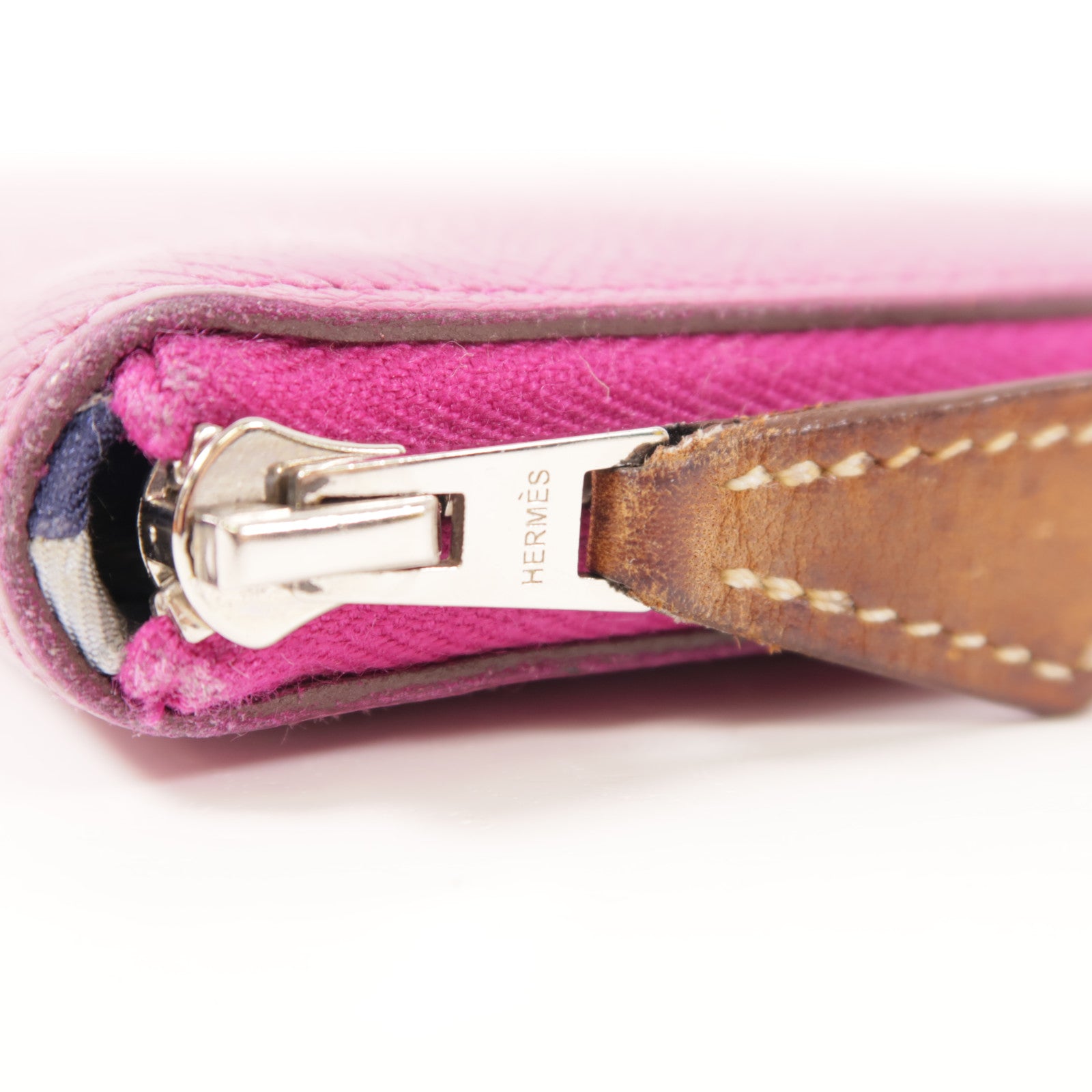 HERMES Epsom皮革Silk In Classique銀扣長錢包