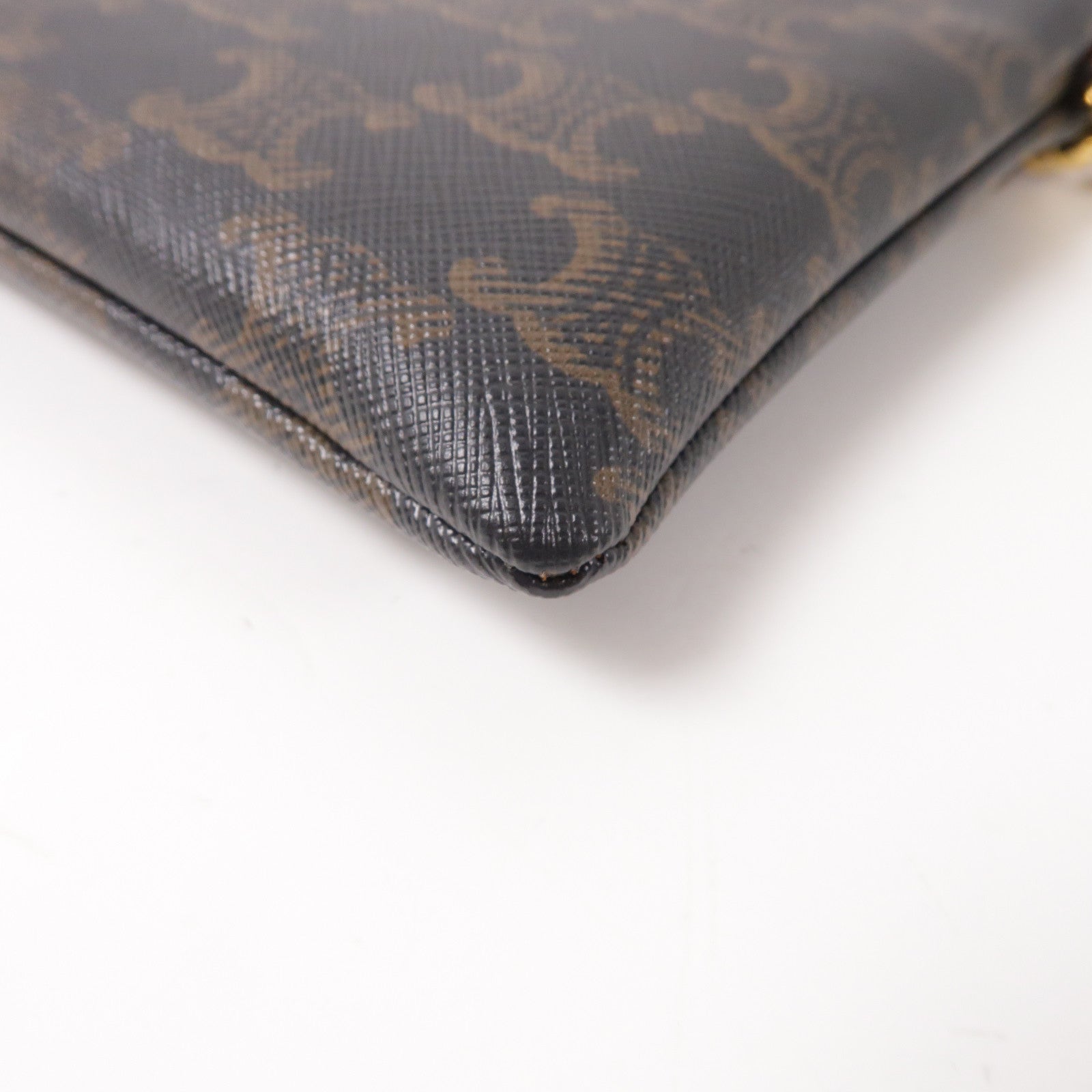CELINE 牛皮皮革Small Pouch金扣手拿包啡色