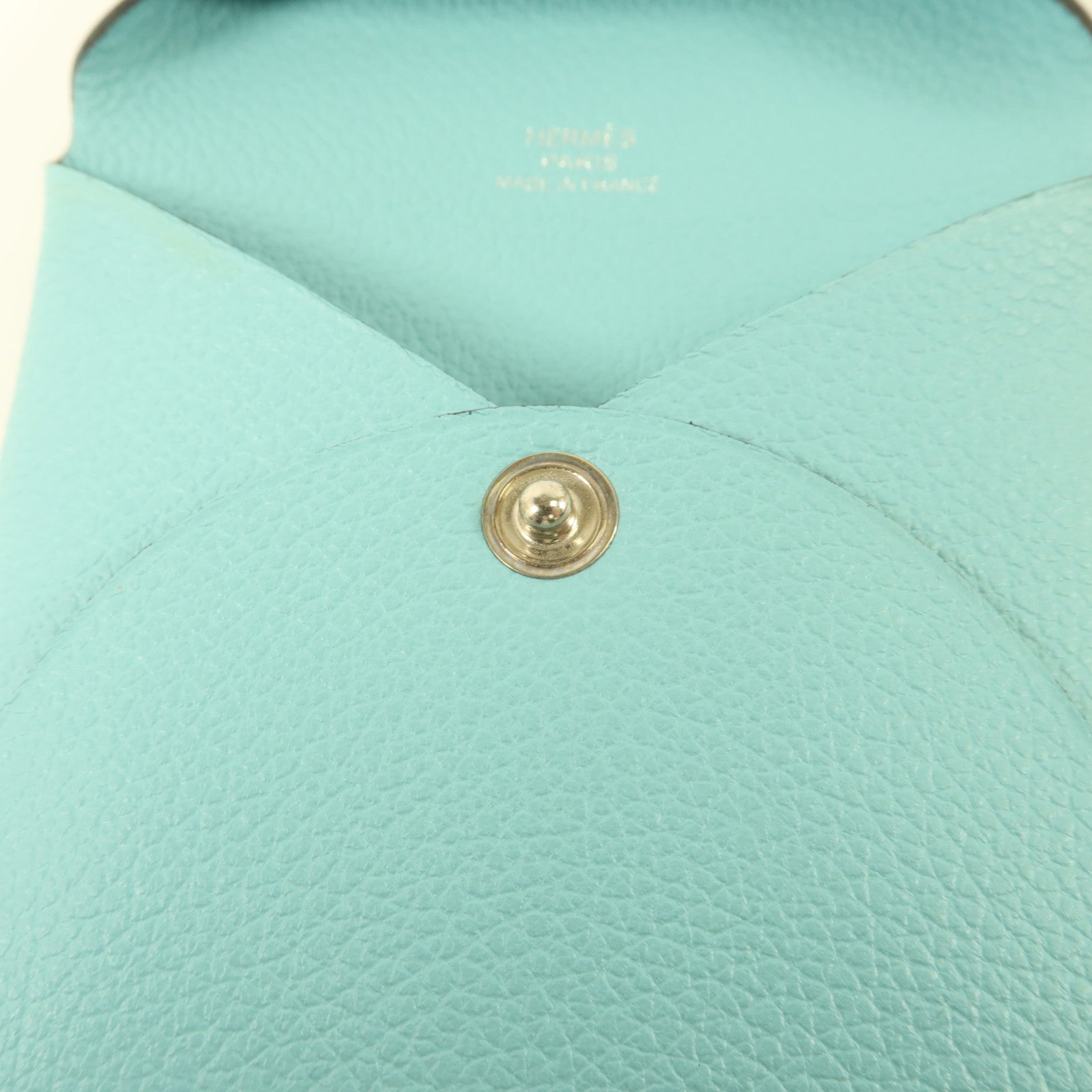 HERMES Evercolor皮革Bastia Change Purse零錢包Bleu Atoll