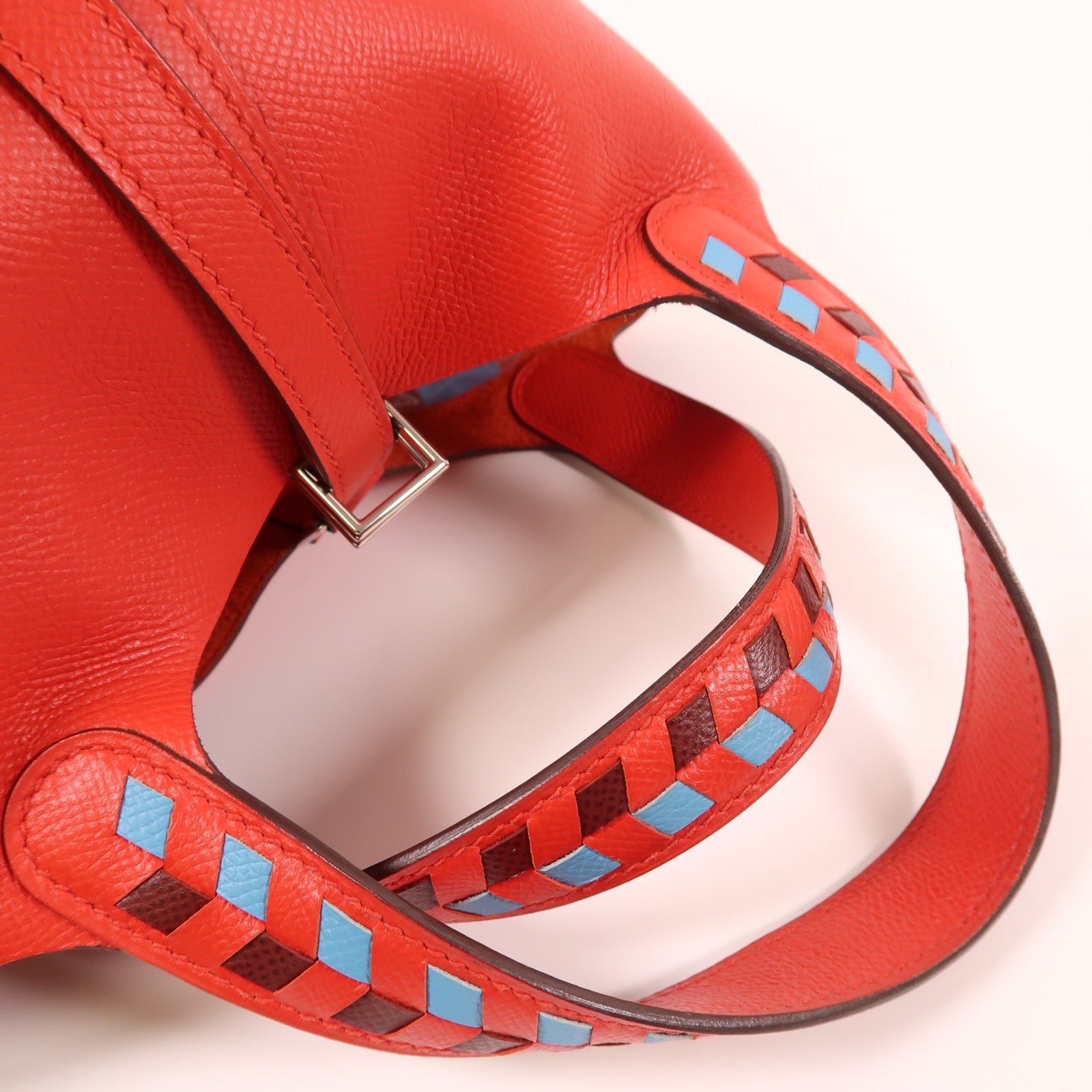 HERMES Epsom皮革Picotin PM銀扣手挽袋Rouge de Coeur