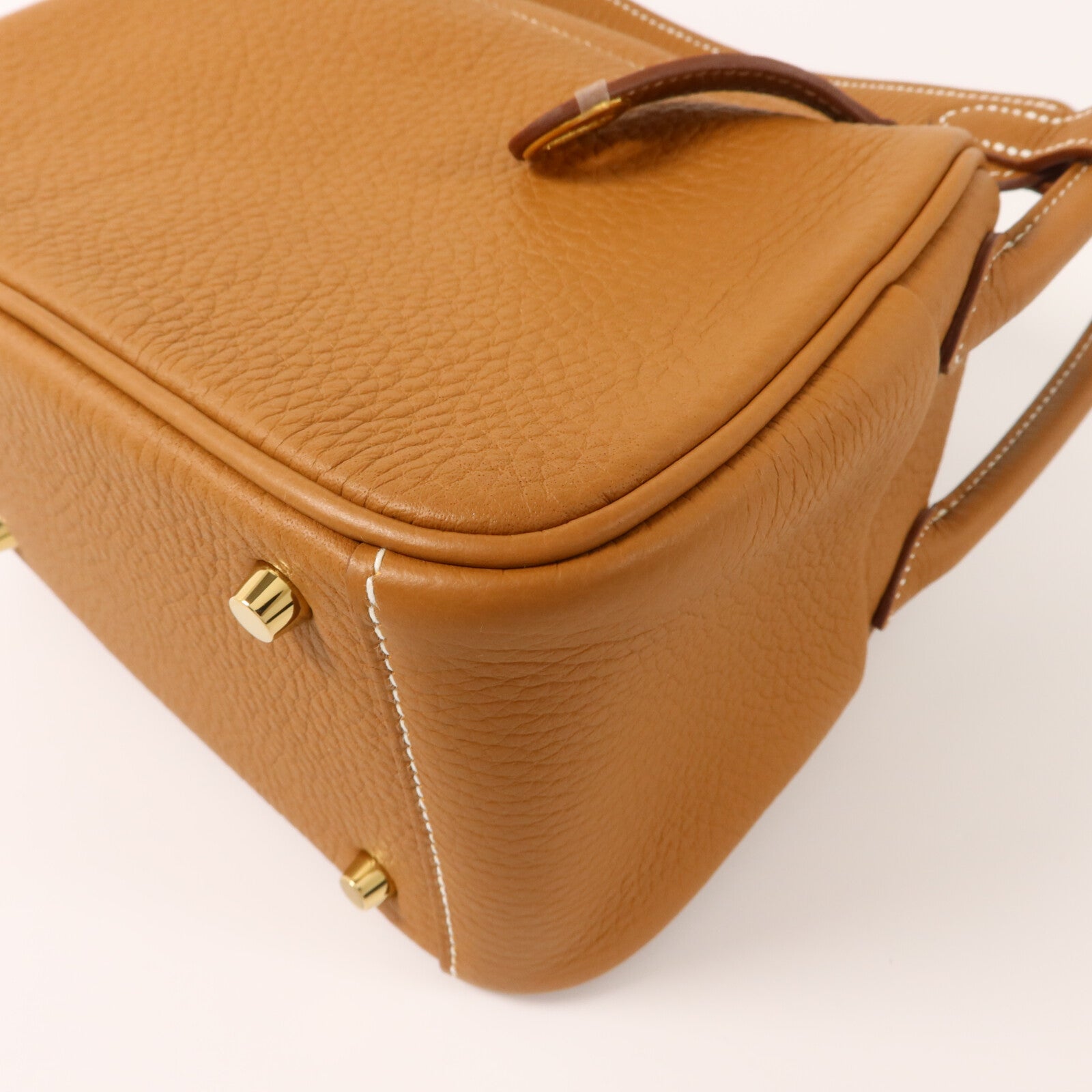 HERMES Clemence皮革Mini Lindy金扣手挽肩背兩用袋Gold