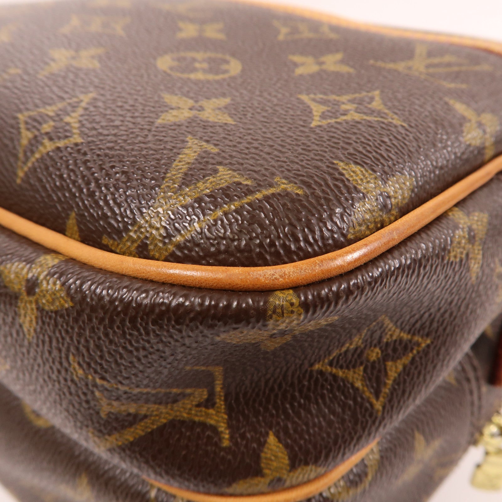 LOUIS VUITTON Monogram Reporter PM金扣肩背袋棕色