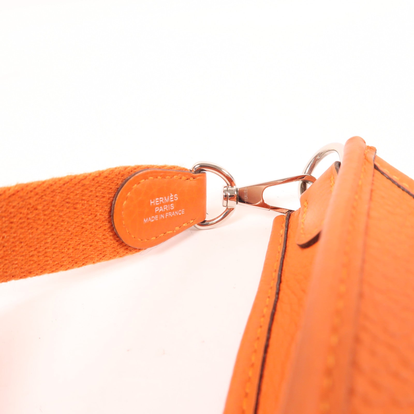 HERMES Clemence皮革Evelyne TPM銀扣肩背袋Orange