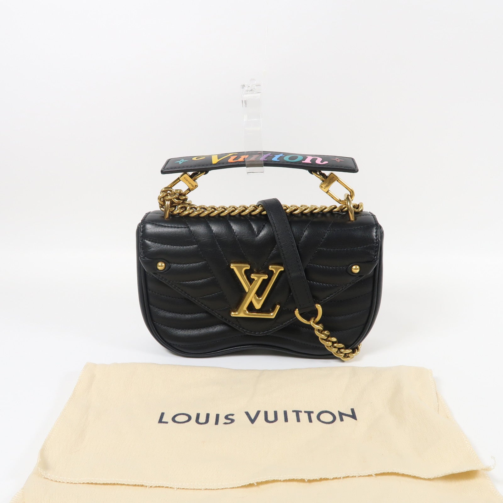 LOUIS VUITTON 【激減優惠】牛皮皮革New Wave Chain金扣手挽肩背兩用袋黑色