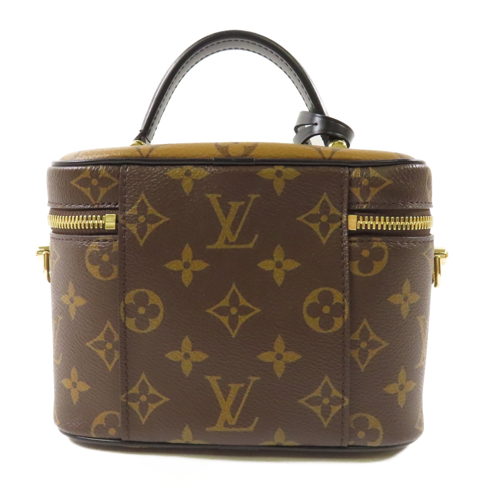 LOUIS VUITTON Monogram Reverse Vanity PM金扣手挽肩背兩用袋棕色