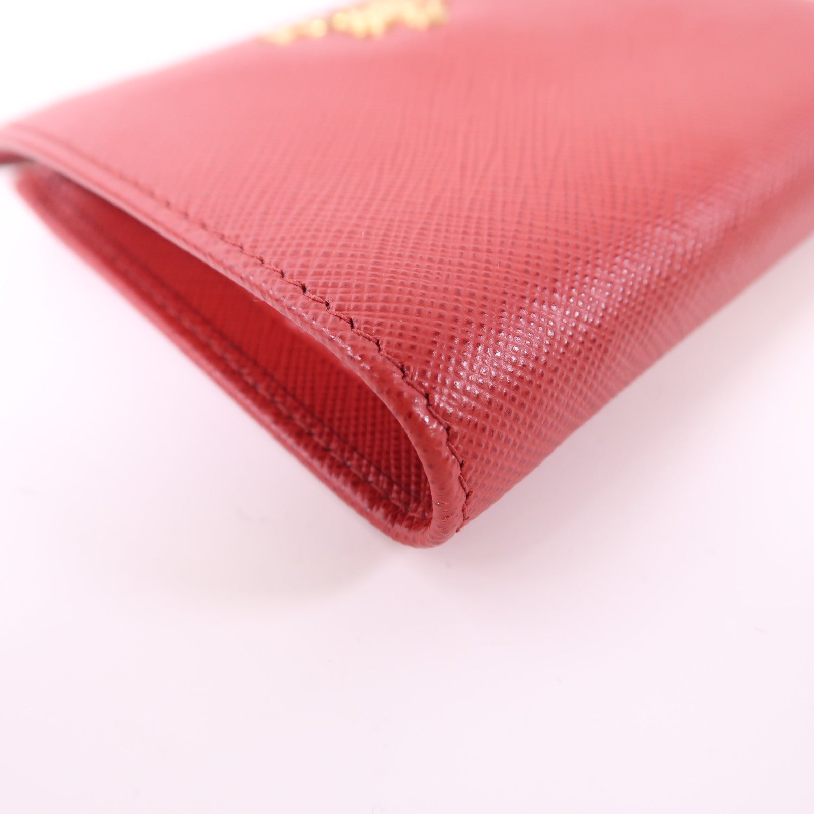 PRADA GHW Wallet 1ML023 Saffiano Leather Red