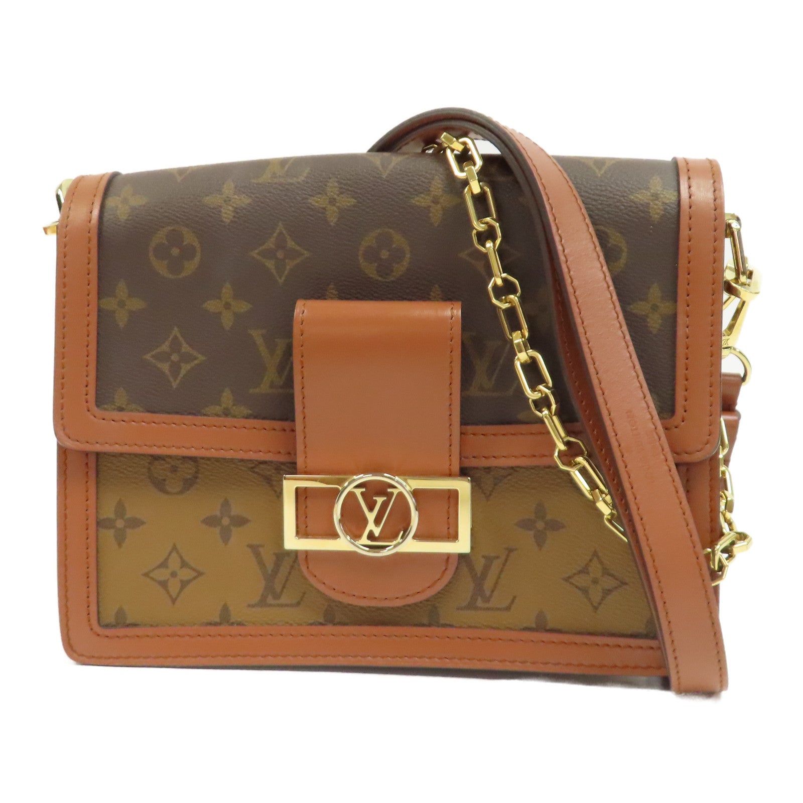 LOUIS VUITTON 【激減優惠】Monogram Reverse Dauphine MM金扣肩背袋啡色