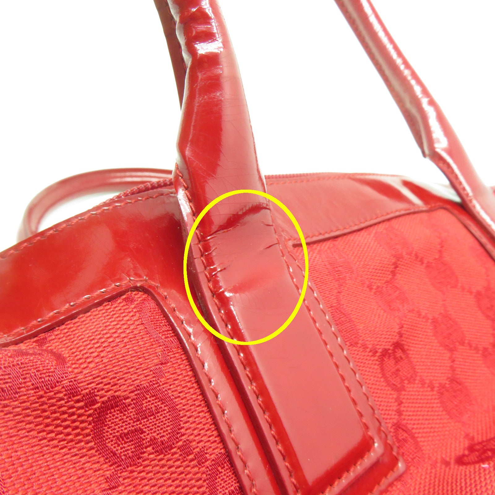 GUCCI 帆布Hand Bag銀扣手挽袋紅色