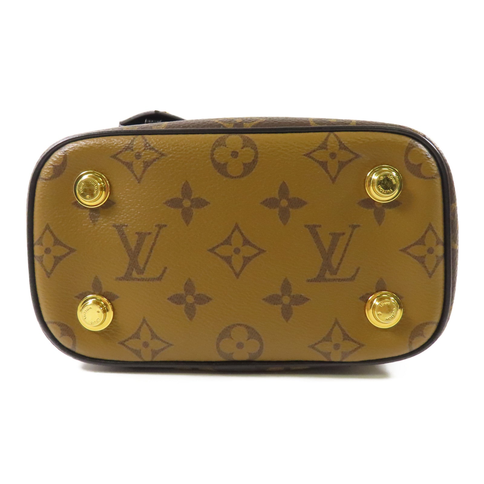 LOUIS VUITTON Monogram Reverse Vanity PM金扣手挽肩背兩用袋棕色