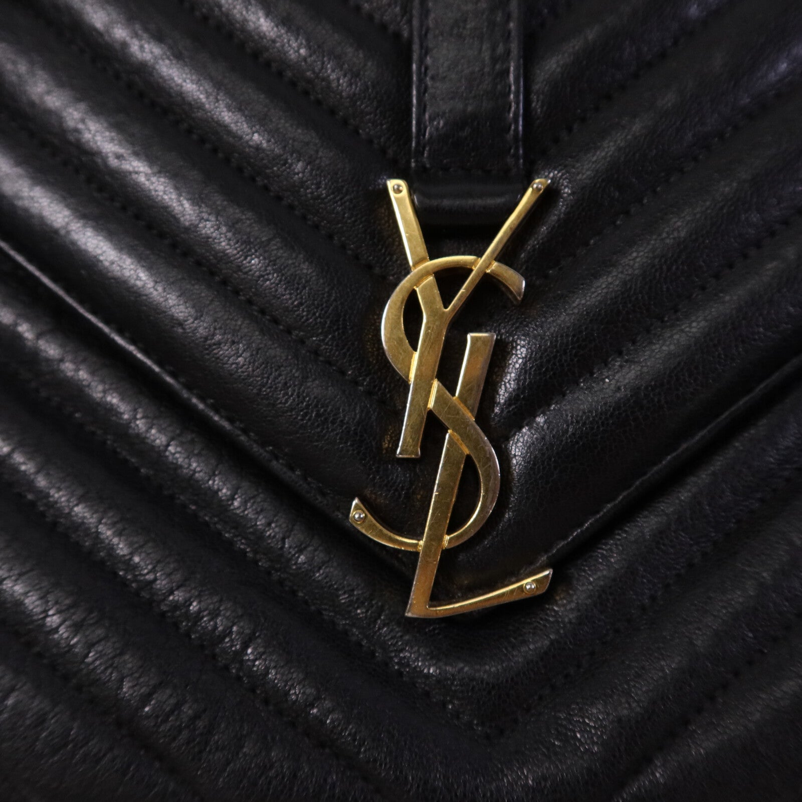 YVES SAINT LAURENT 牛皮皮革2 Way Shoulder Bag金扣手挽肩背兩用袋