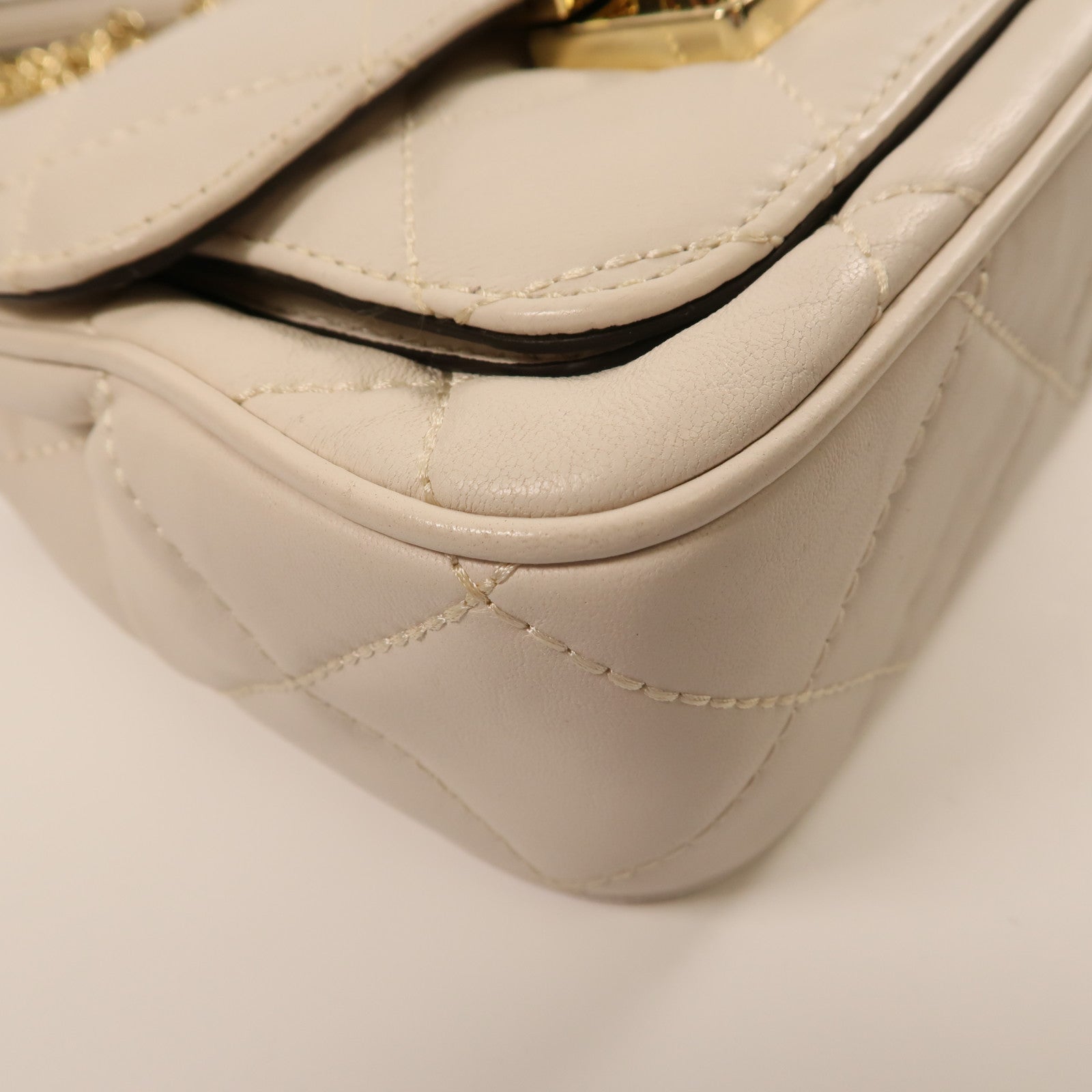 Michael Kors 牛皮皮革Chain Shoulder Bag金扣鏈帶肩背袋白色