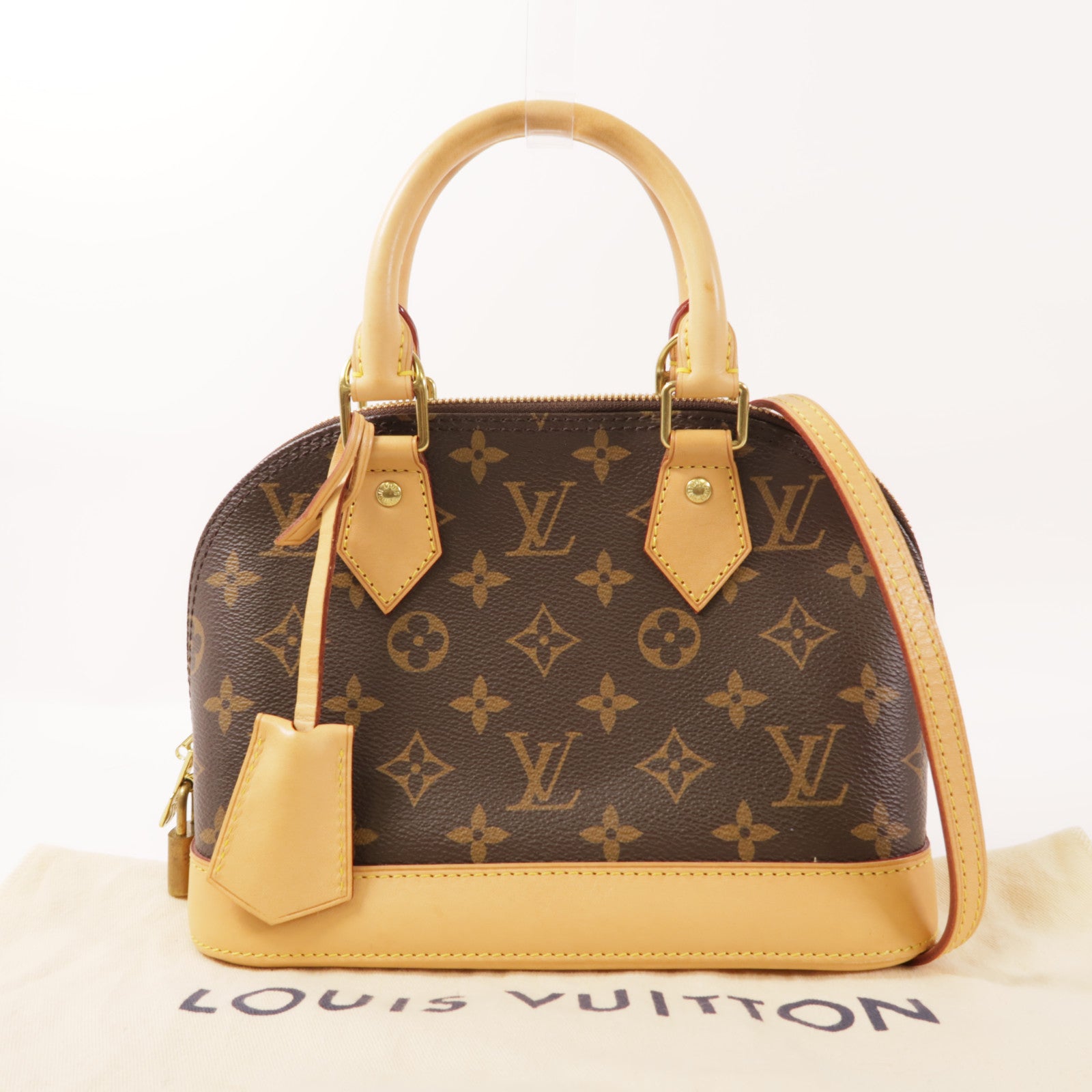 LOUIS VUITTON Monogram Alma BB金扣手挽肩背兩用袋棕色