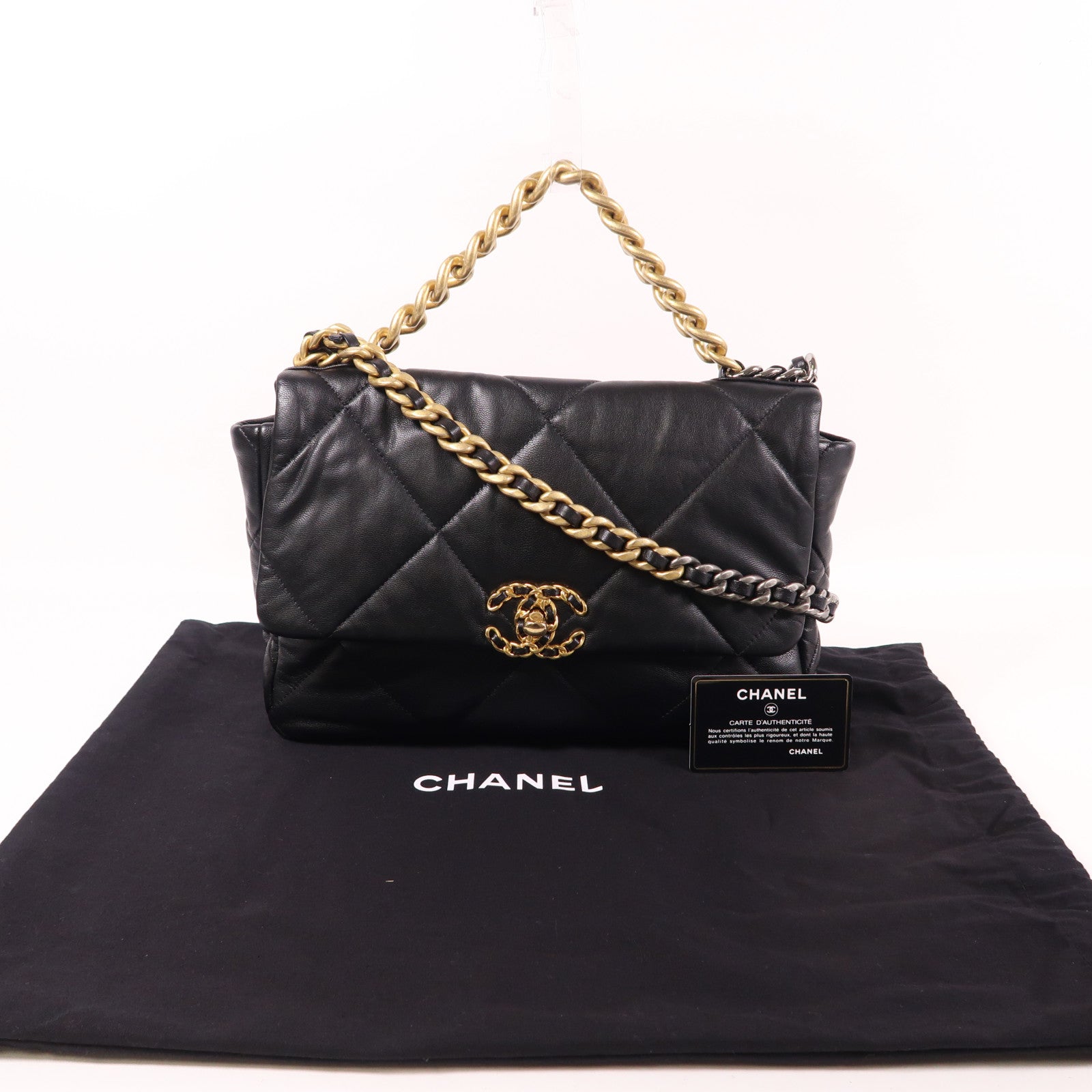 CHANEL 【激減優惠】羊皮皮革Chanel 19 Large手挽肩背兩用袋