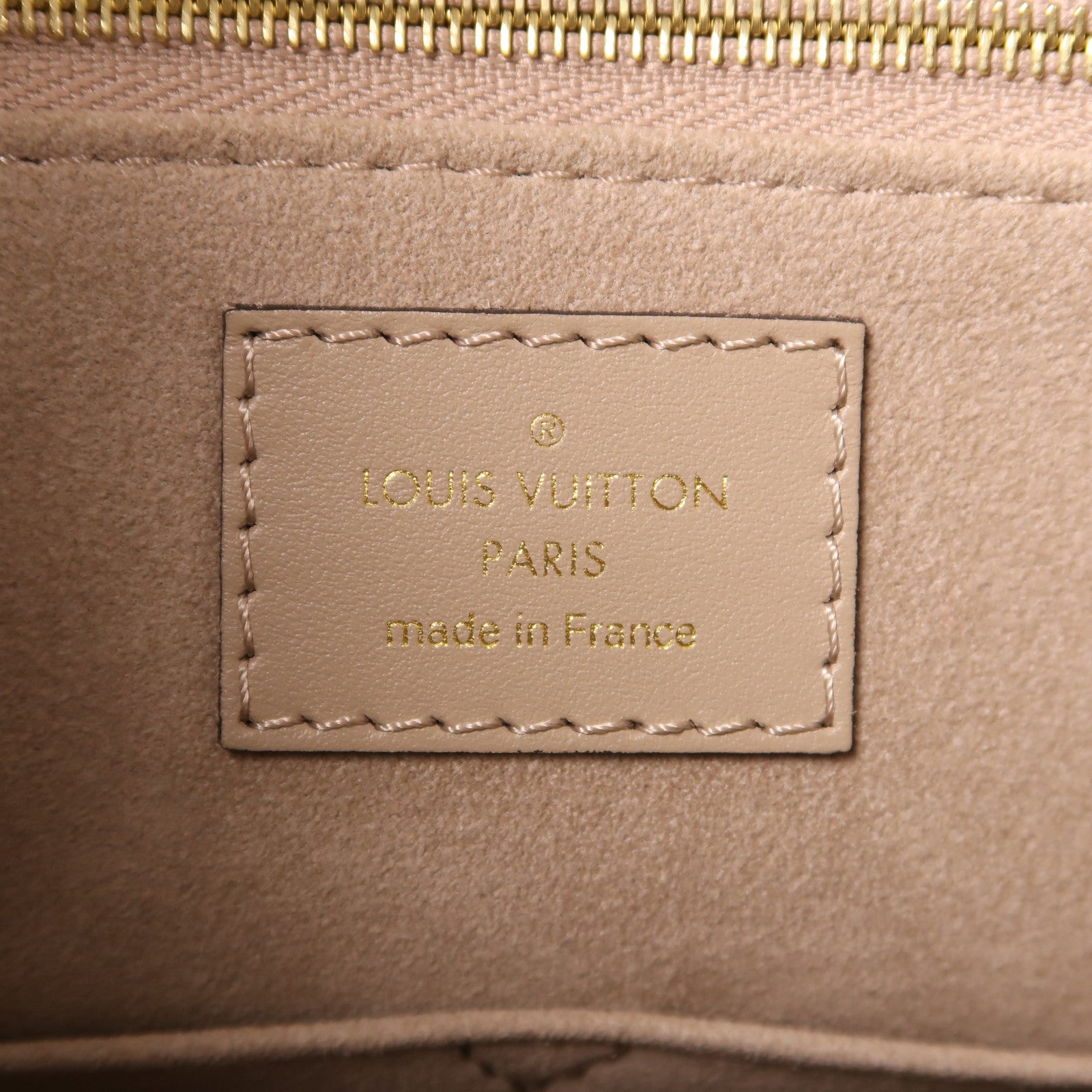 LOUIS VUITTON Monogram Empreinte OnTheGo MM金扣手挽肩背兩用袋米色