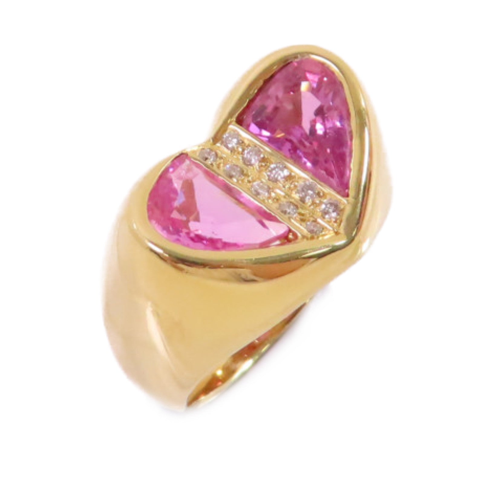 JEWELRY 【激減優惠】18K黃金/2.45ct粉紅藍寶石/0.07ct鑽石Pink Sapphire Diamond Ring戒指US#6.5