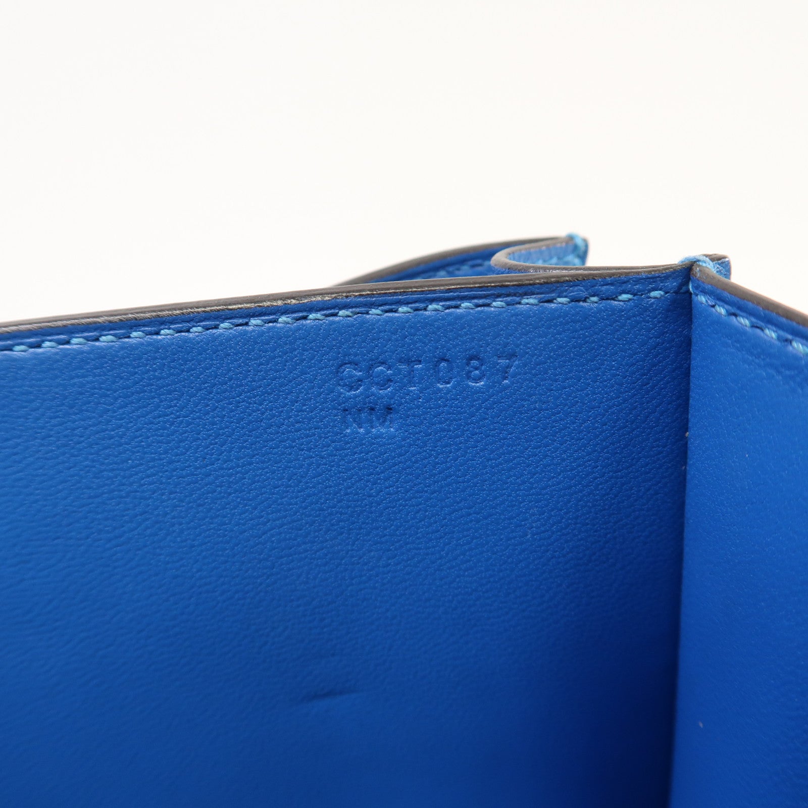 HERMES Evercolor皮革Constance 24銀扣肩背袋坦桑尼亞藍色
