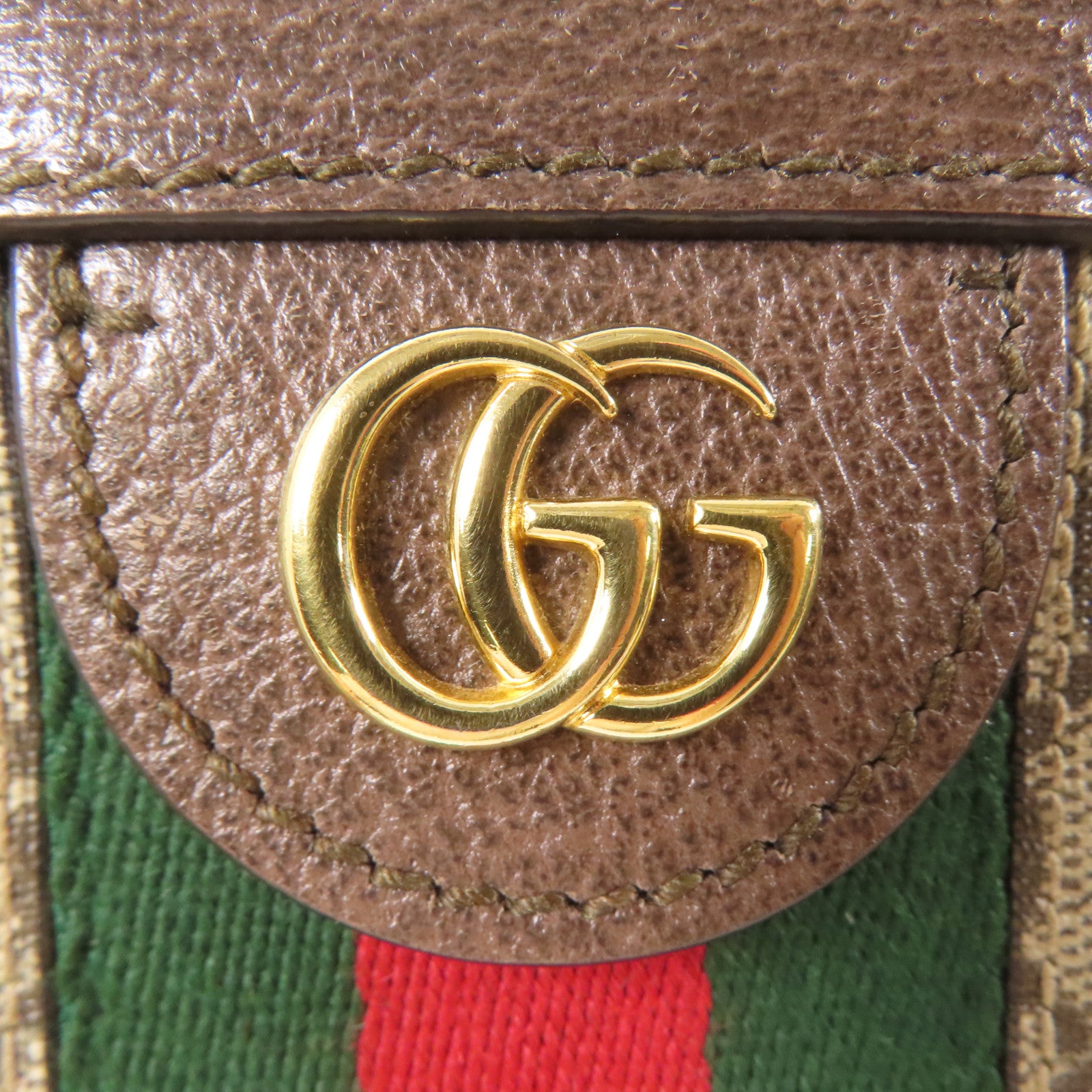 GUCCI 塗層帆布Ophidia Small Shoulder Bag金扣鏈帶肩背袋啡色