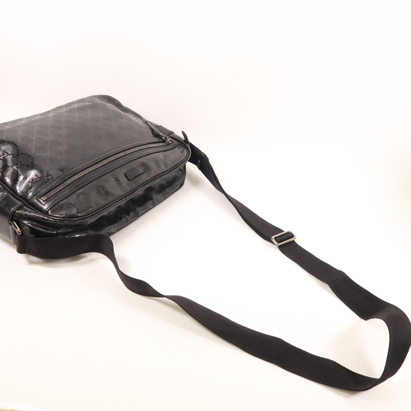 GUCCI 塗層帆布Shoulder Bag銀扣肩背袋