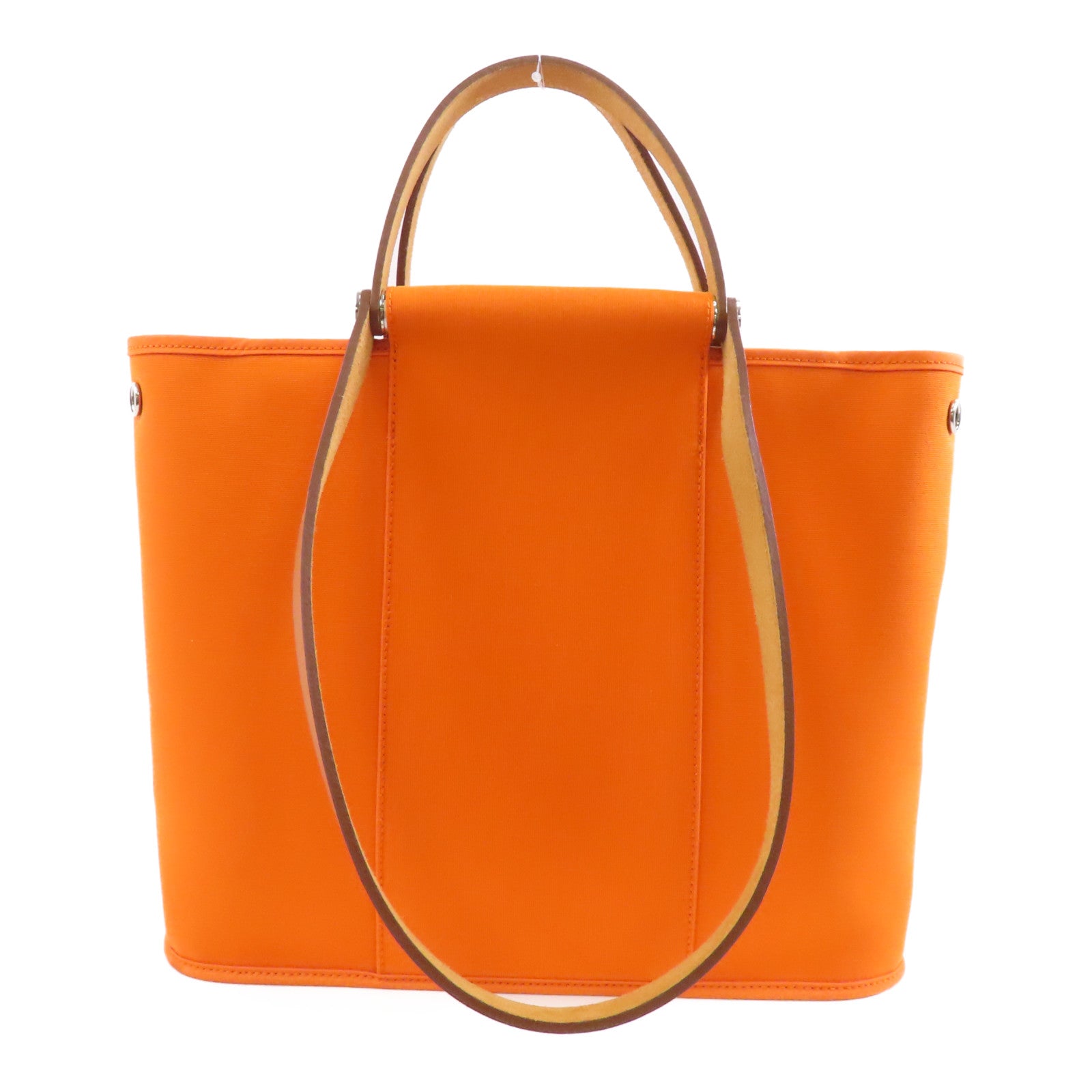 HERMES 帆布Cabag PM銀扣手挽肩背兩用袋橙色