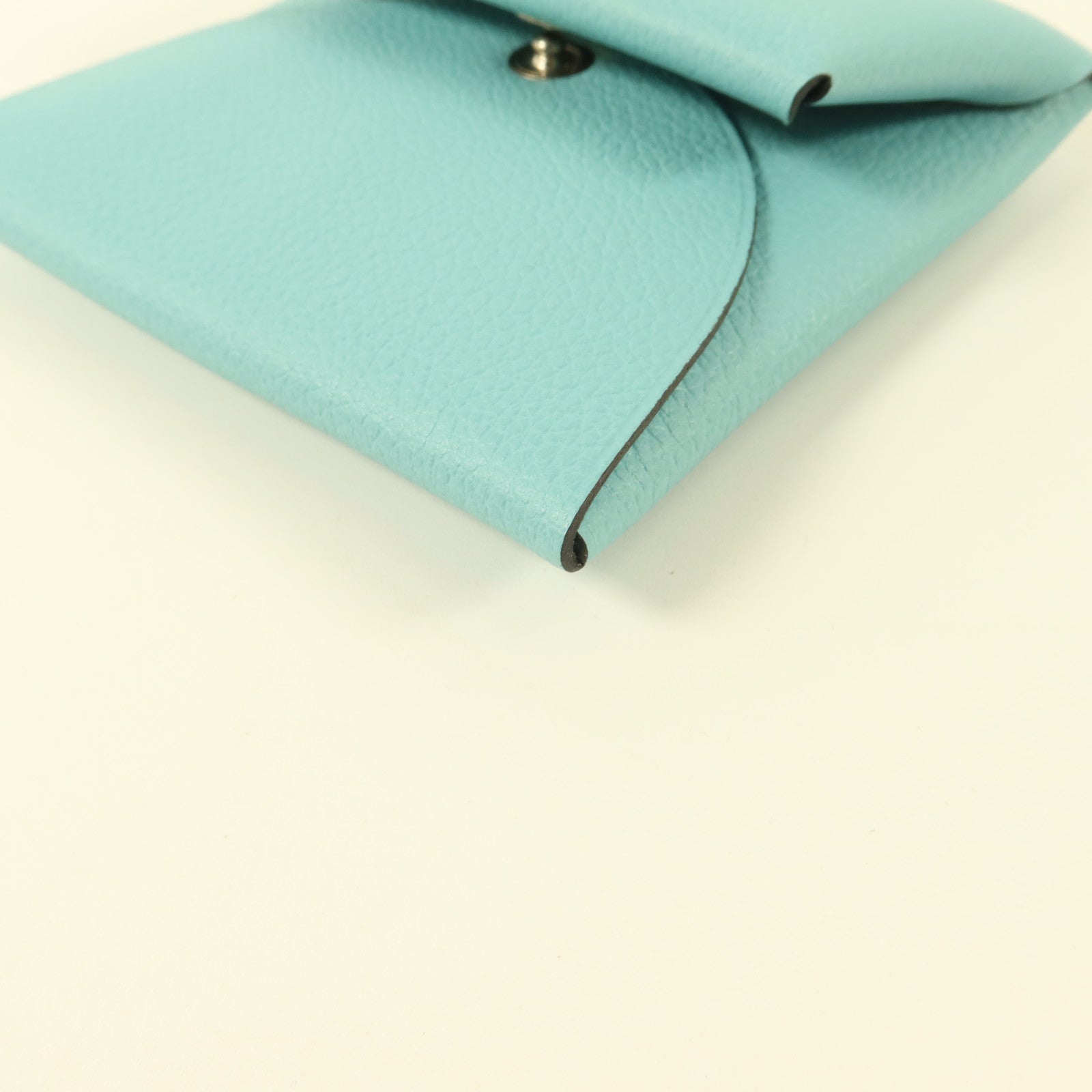 HERMES Evercolor皮革Bastia Change Purse零錢包Bleu Atoll