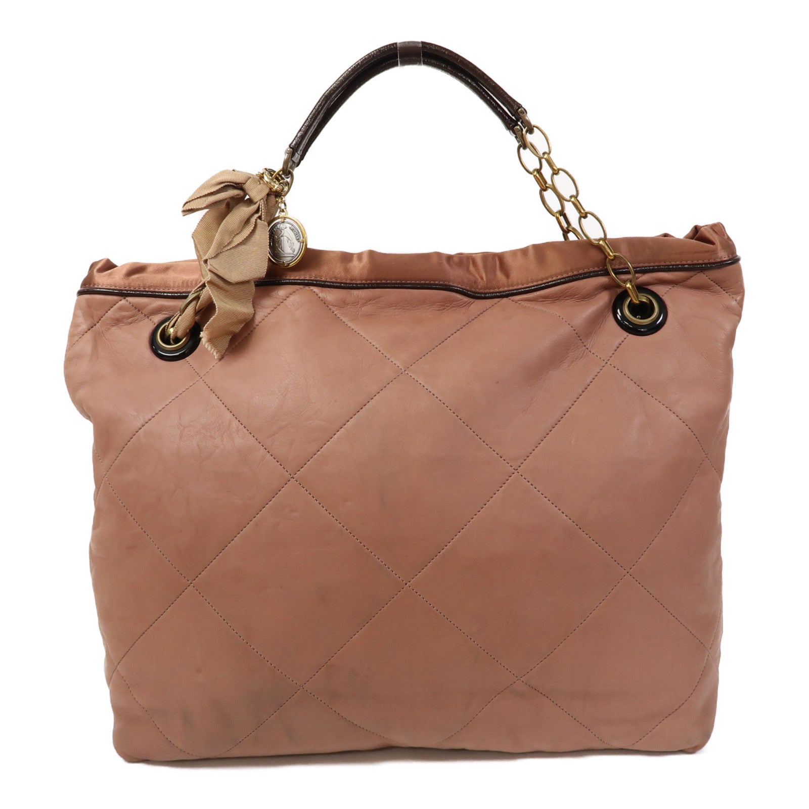 LANVIN 皮革Tote Bag金扣手挽袋粉紅色