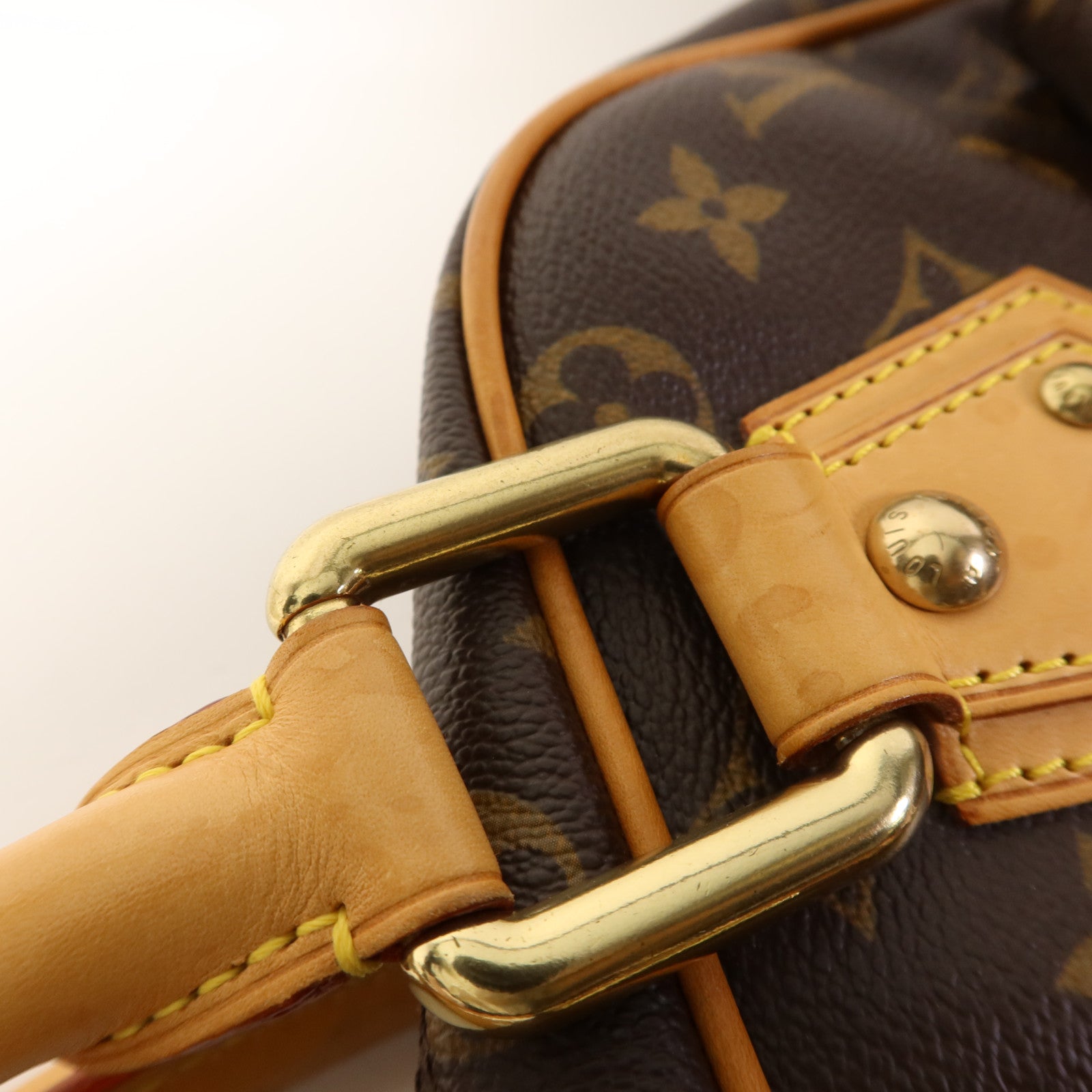 LOUIS VUITTON Monogram Manhattan GM金扣手挽袋棕色