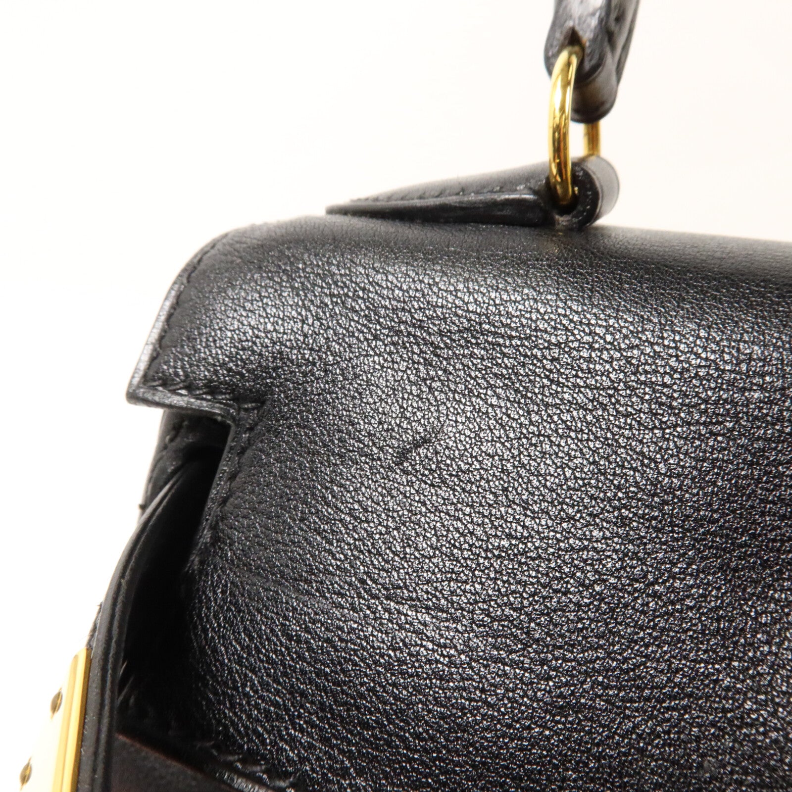 HERMES Gulliver皮革Vintage Mini Kelly手挽肩背兩用袋Noir