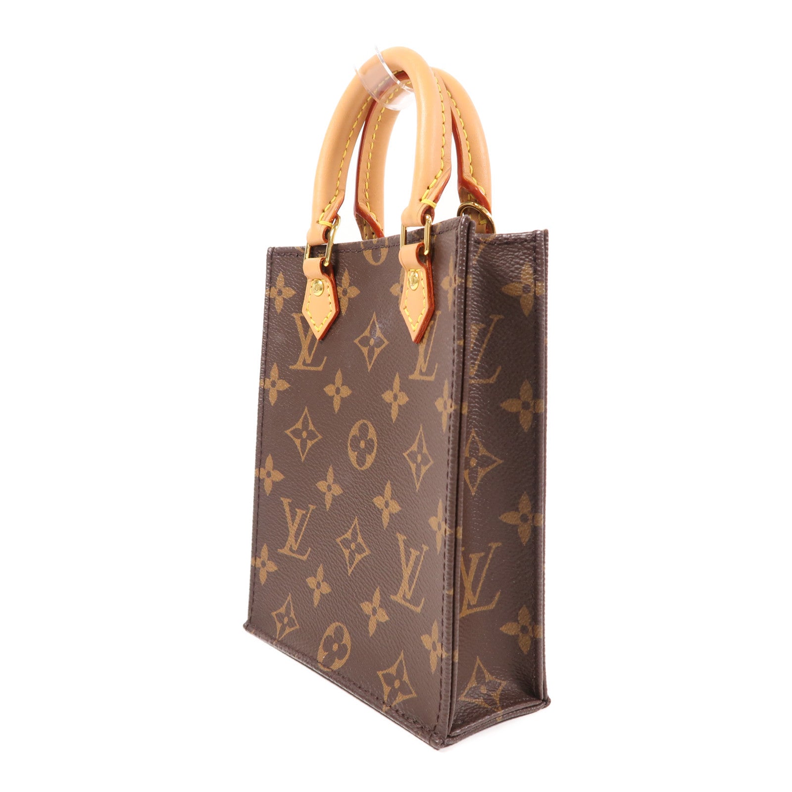 LOUIS VUITTON Monogram Petit Sac Plat金扣手挽肩背兩用袋棕色