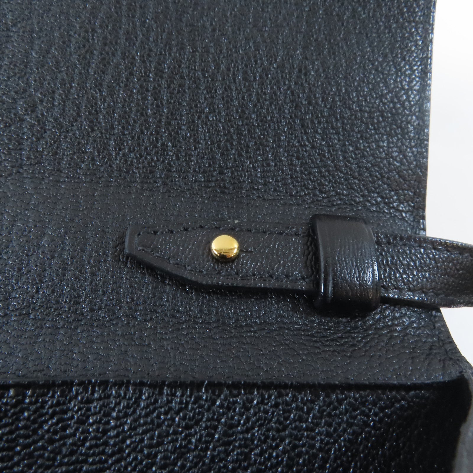 HERMES Chevre皮革Clic 16金扣肩背袋Noir黑色