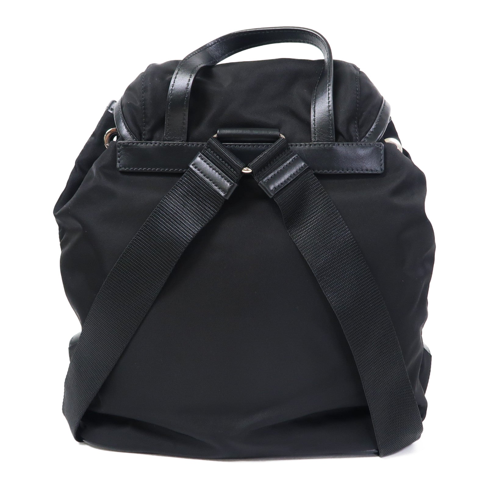 PRADA 尼龍Backpack銀扣背包黑色