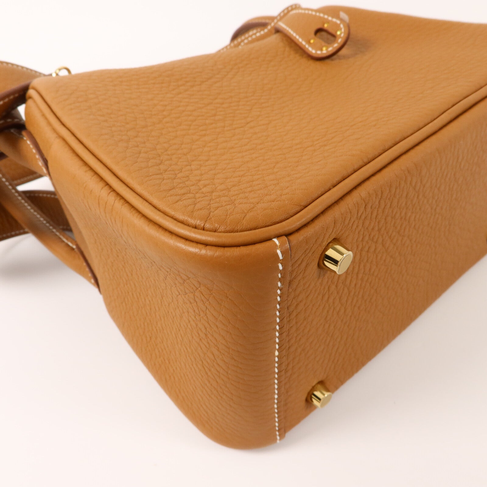 HERMES Clemence皮革Mini Lindy金扣手挽肩背兩用袋Gold