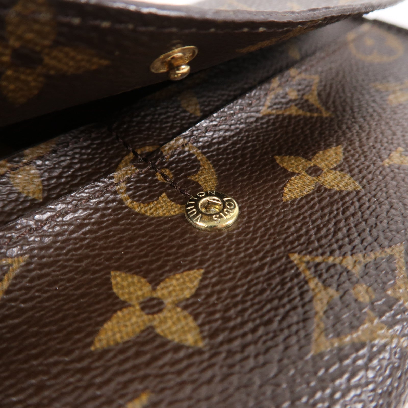 LOUIS VUITTON 【激減優惠】Monogram Emilie Wallet金扣長錢包啡色
