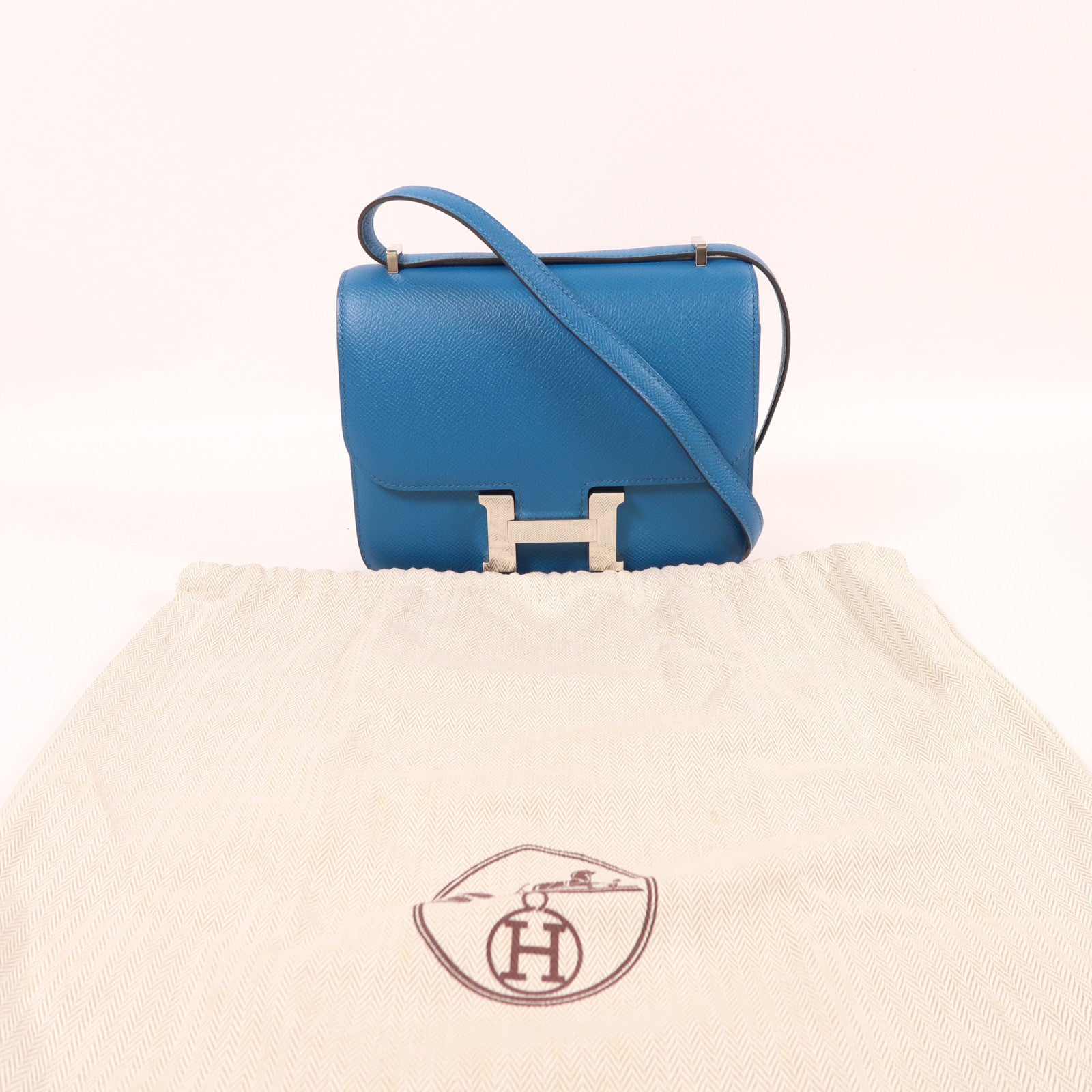 HERMES Epsom皮革Constance Mini銀扣肩背袋
