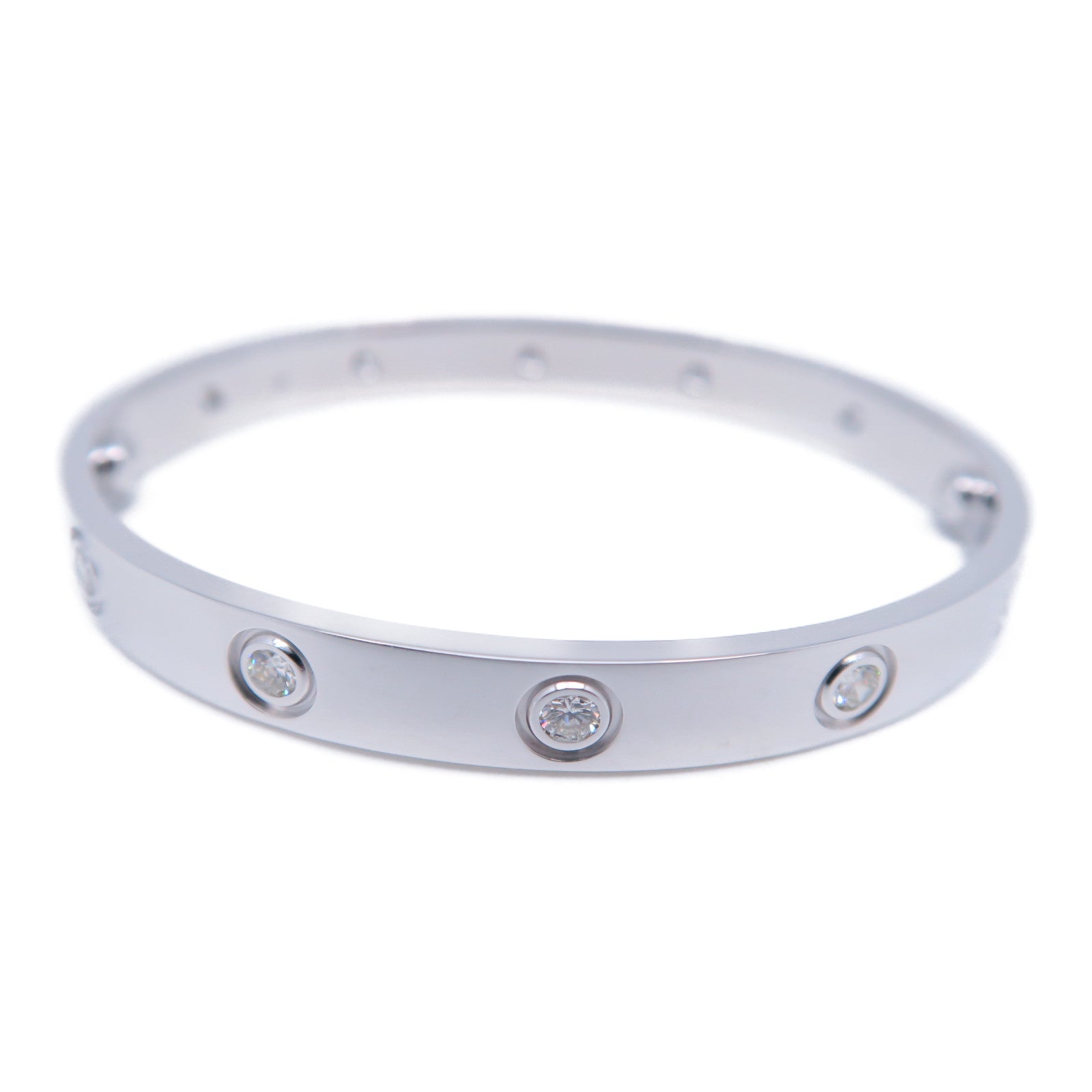CARTIER 【激減優惠】18K白金Love Bracelet 10 Diamonds手鐲Cartier#16/US#15cm