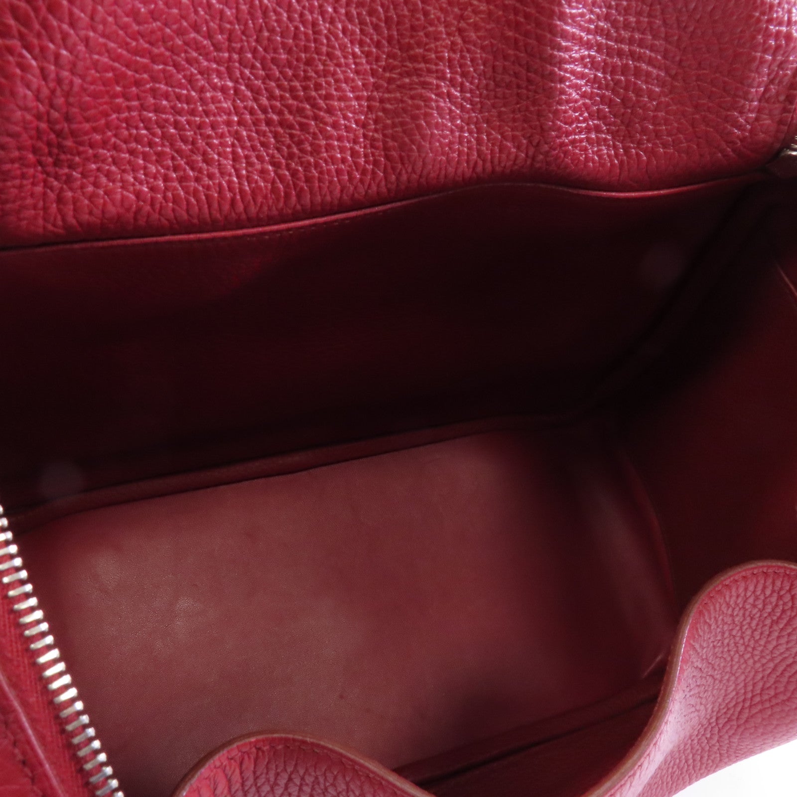 HERMES Clemence皮革Lindy 30銀扣手挽肩背兩用袋紅色/Rouge casaque