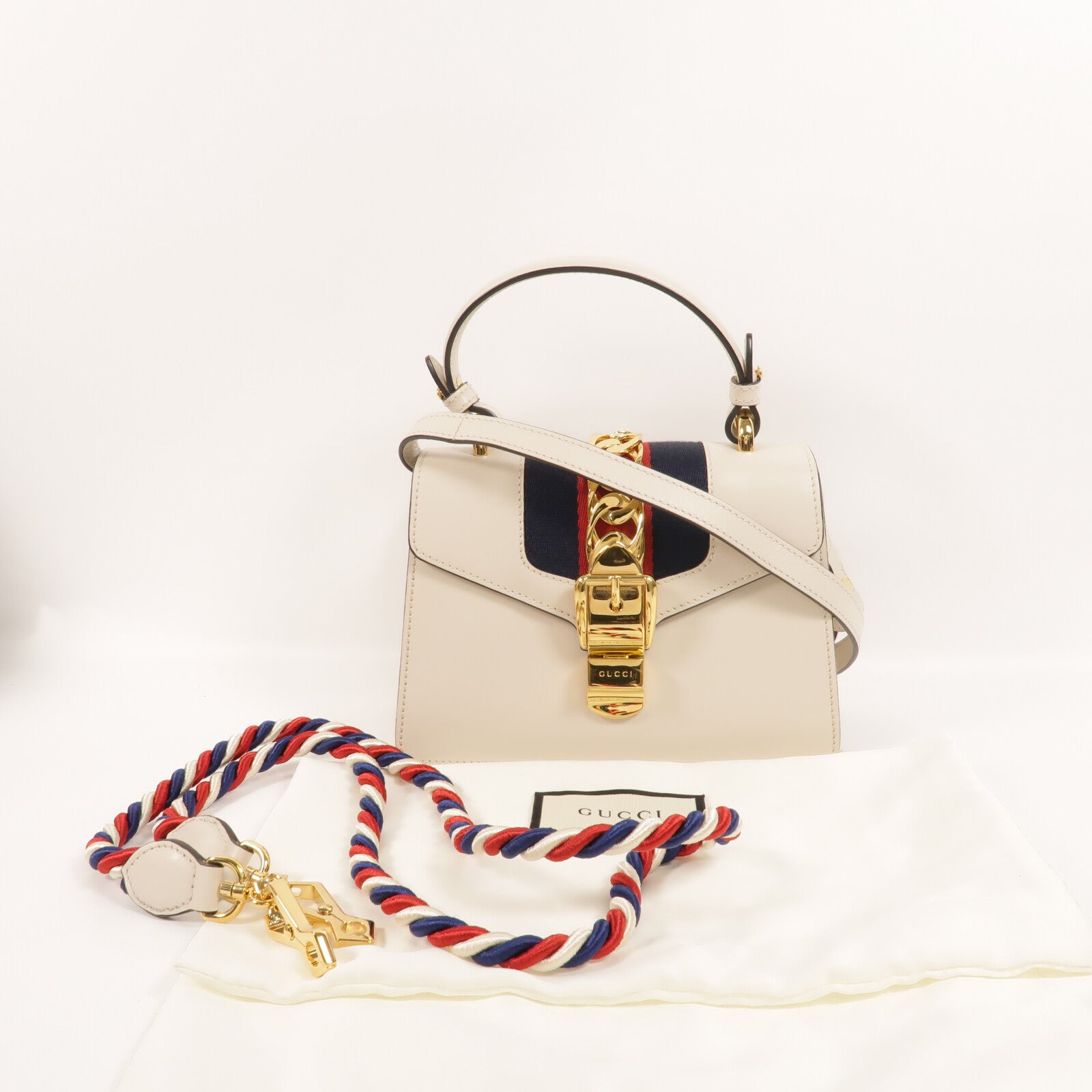 GUCCI 牛皮皮革Sylvie Mini手挽肩背兩用袋