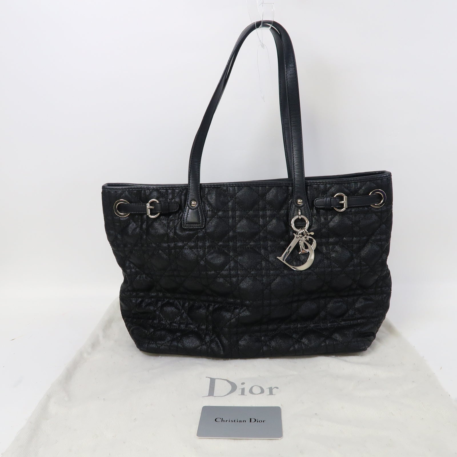 Dior 尼龍Cannage Tote Bag銀扣手挽袋黑色