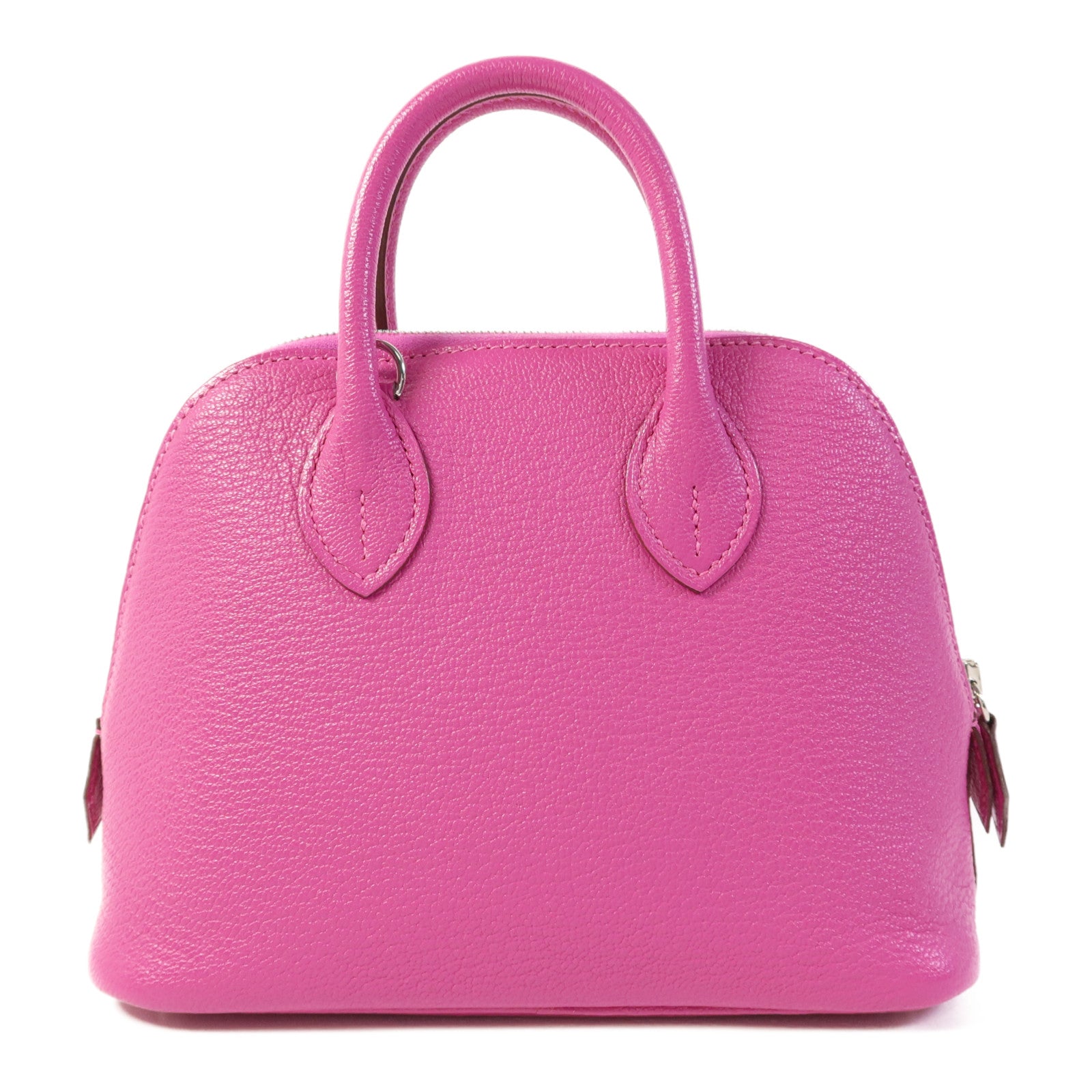 HERMES Chevre Mysore皮革Mini Bolide 1923銀扣手挽肩背兩用袋Rose Purple