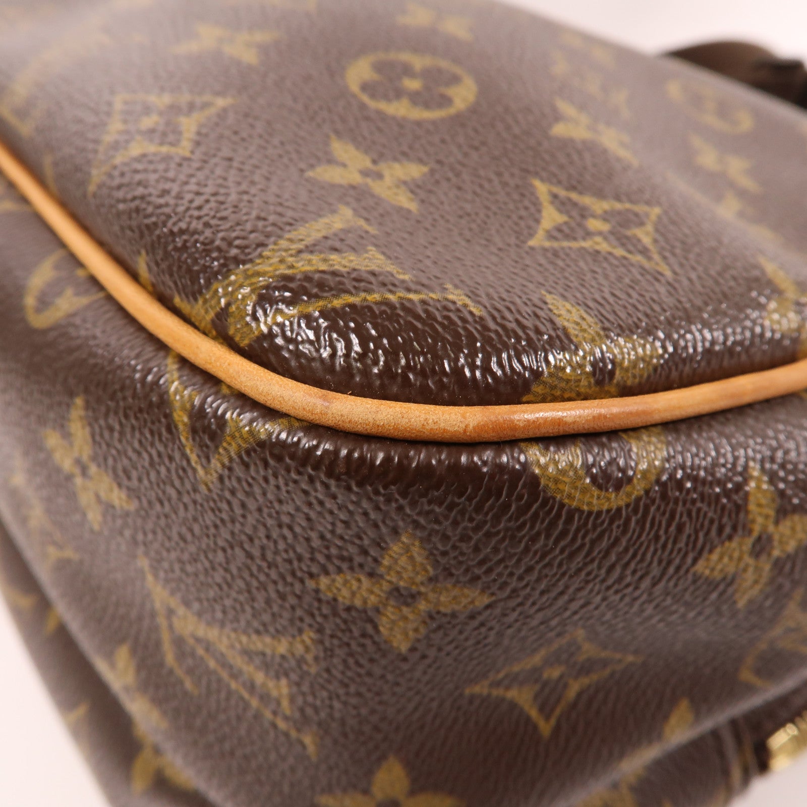 LOUIS VUITTON Monogram Reporter PM金扣肩背袋棕色