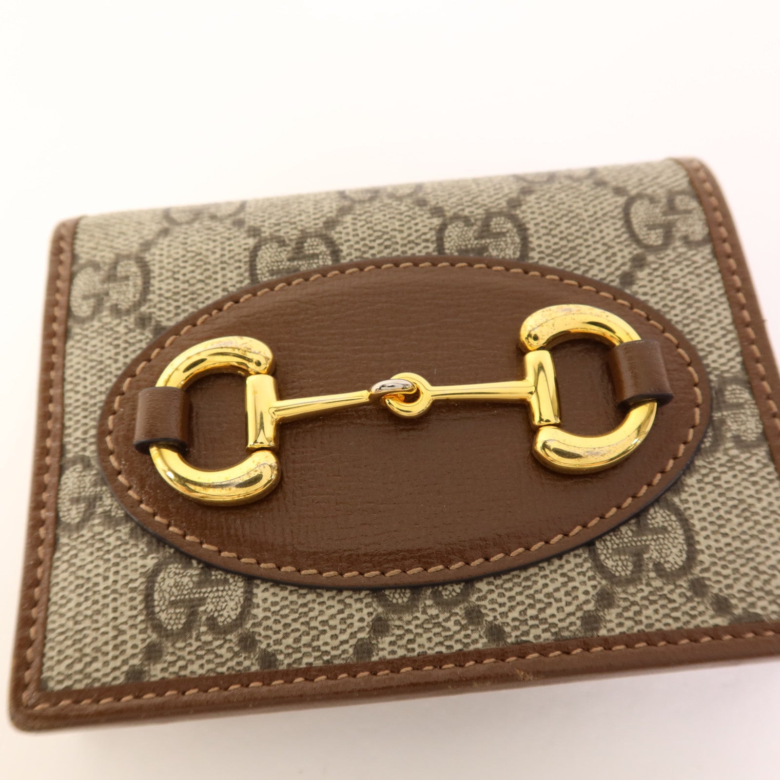 GUCCI 塗層帆布Horsebit 1955 Bifold Wallet金扣錢包