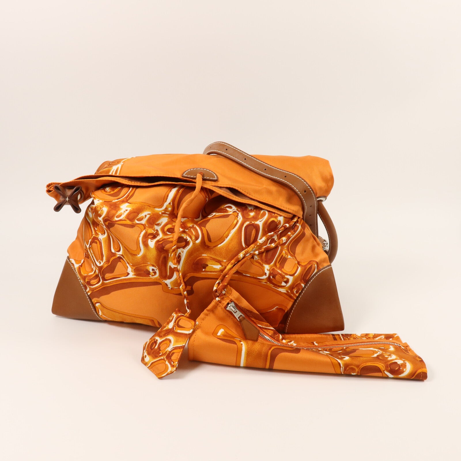 HERMES 絲質Silky City PM肩背袋Orange