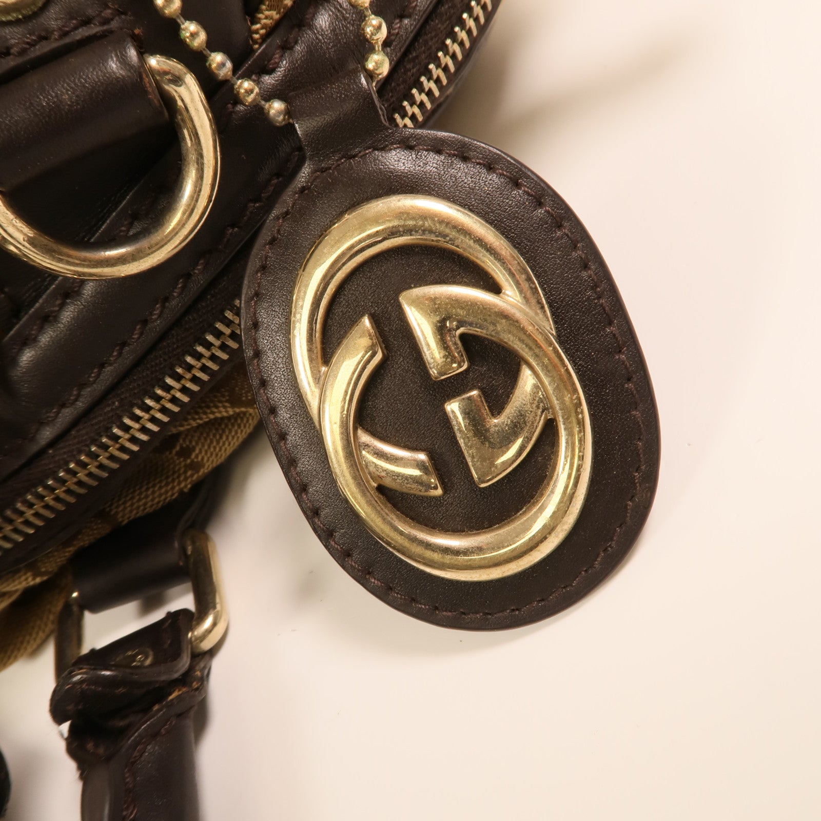 GUCCI 帆布GG Sukey金扣手挽肩背兩用袋