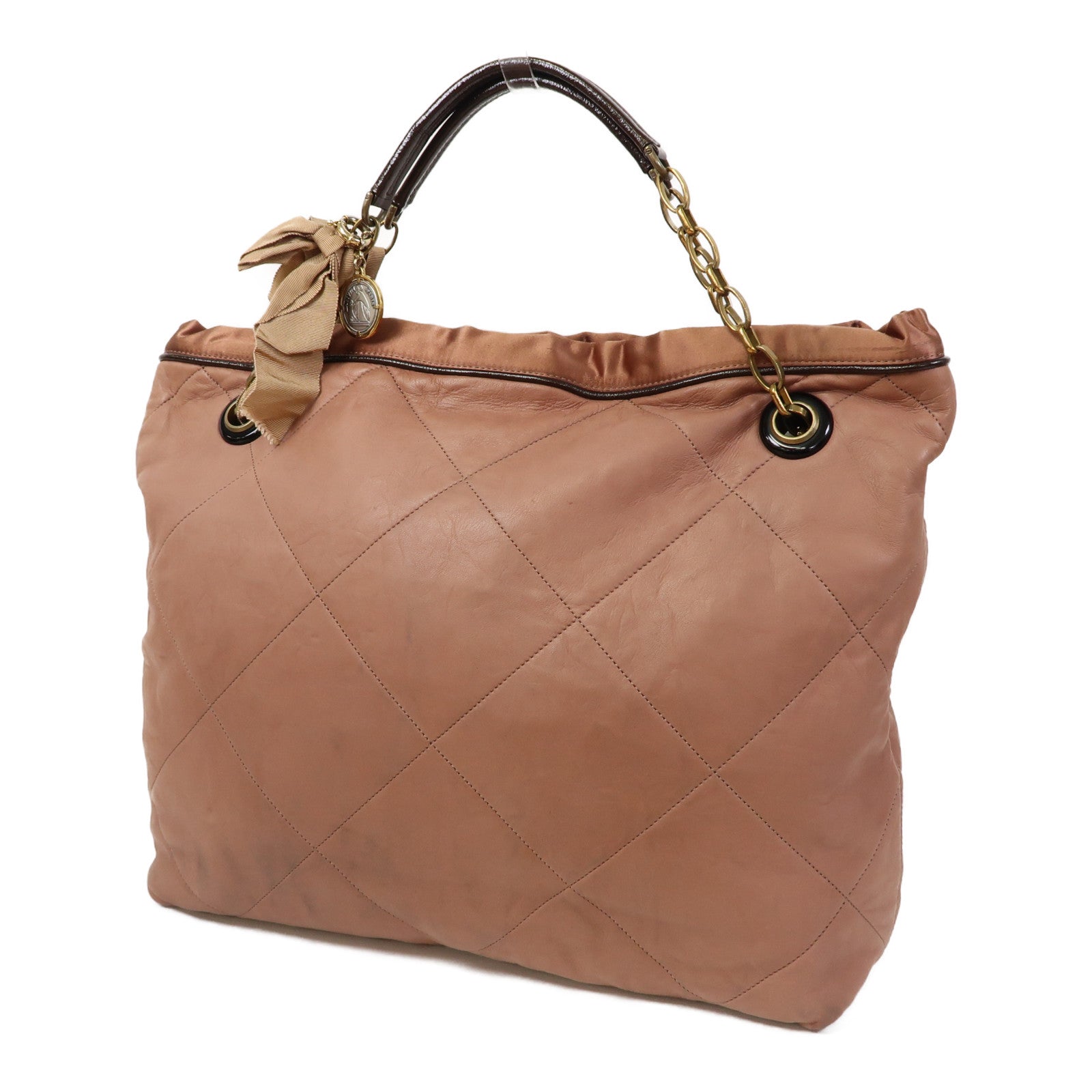 LANVIN 皮革Tote Bag金扣手挽袋粉紅色