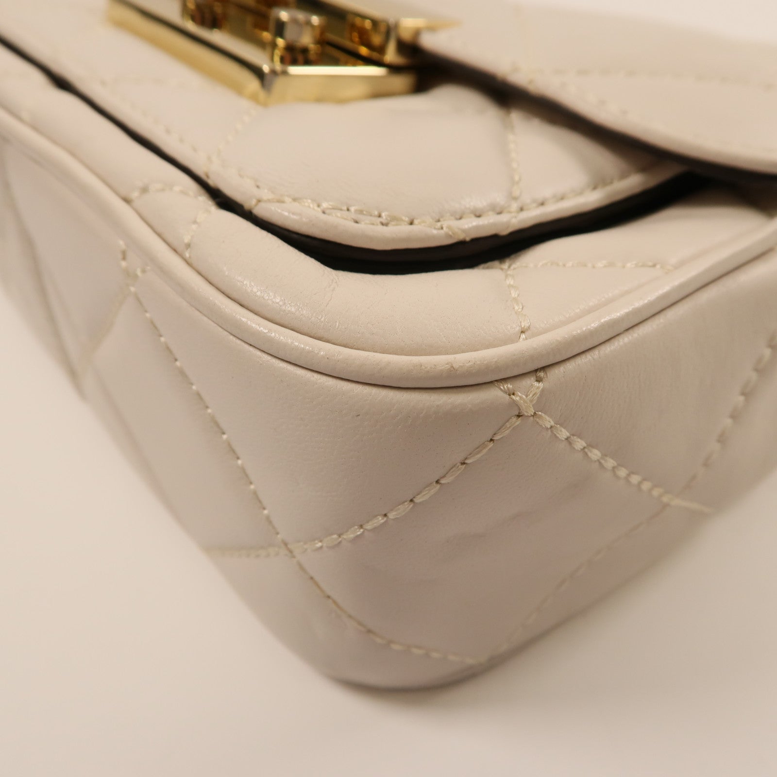 Michael Kors 牛皮皮革Chain Shoulder Bag金扣鏈帶肩背袋白色