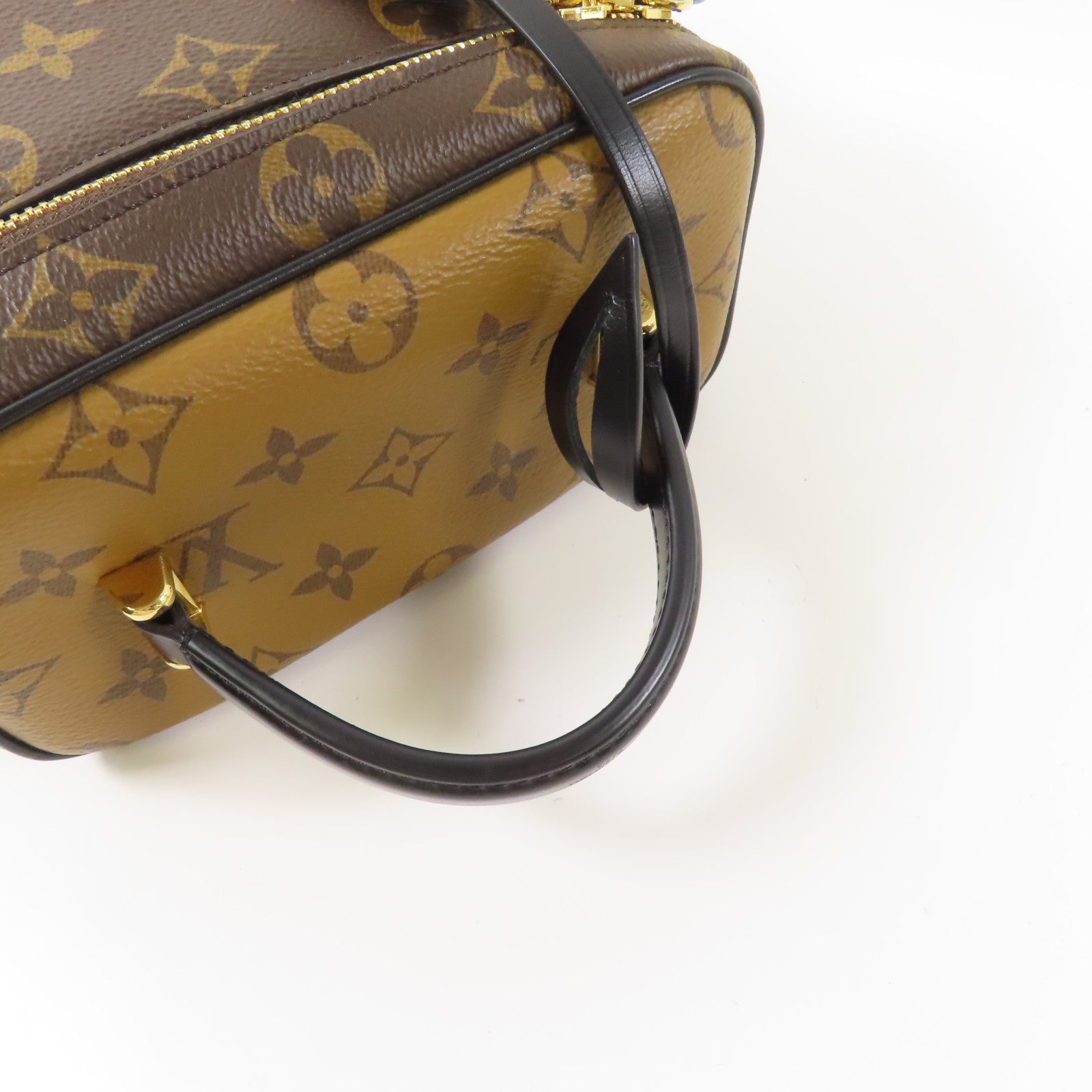 LOUIS VUITTON Monogram Reverse Vanity PM金扣手挽肩背兩用袋棕色
