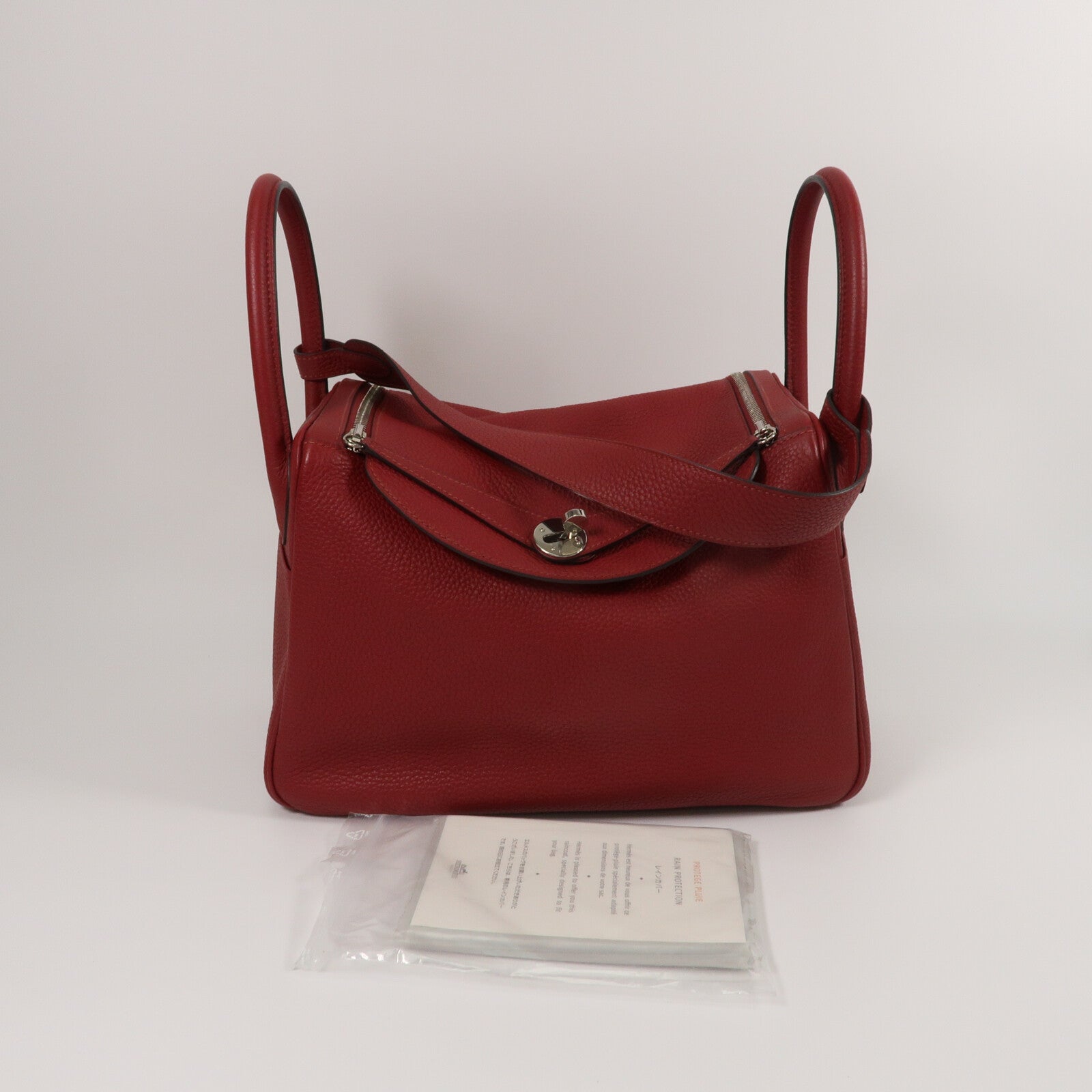 HERMES Clemence皮革Lindy 30手挽肩背兩用袋Rubis
